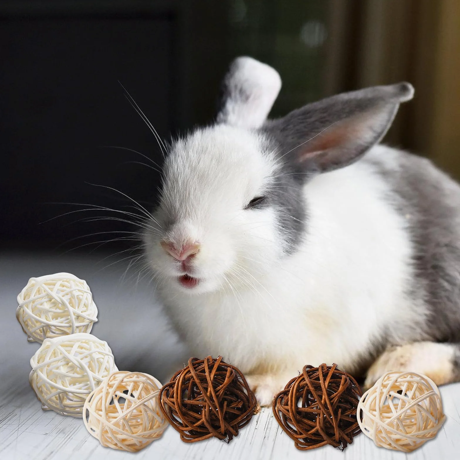 Lot de 24 balles à mâcher en osier naturelles 4 cm pour petits animaux - Jouet dentaire en bois pour lapins chinchillas hamsters