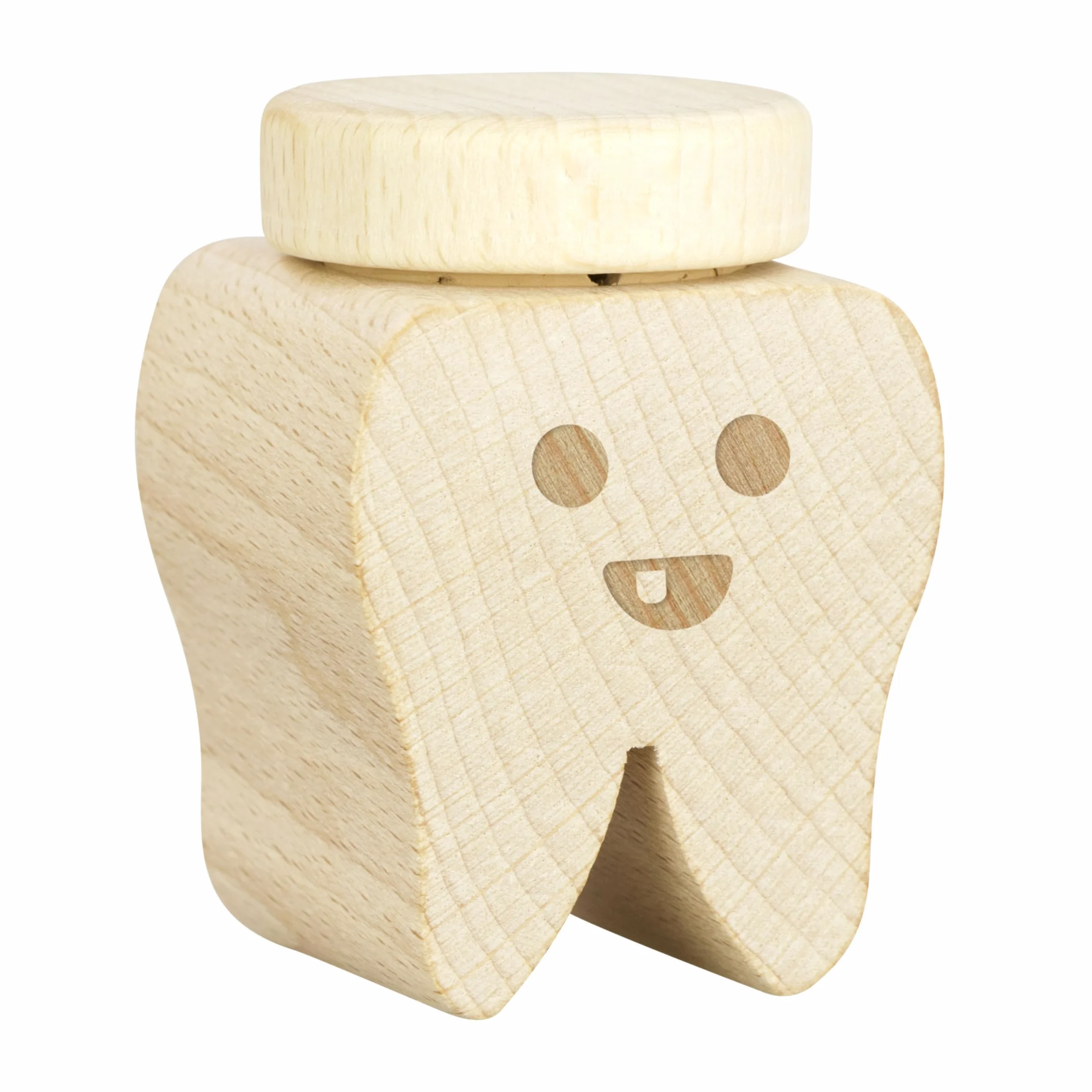 LAUBLUST Boîte à dents de lait en bois avec couvercle – Design de dents & gravure de sourire