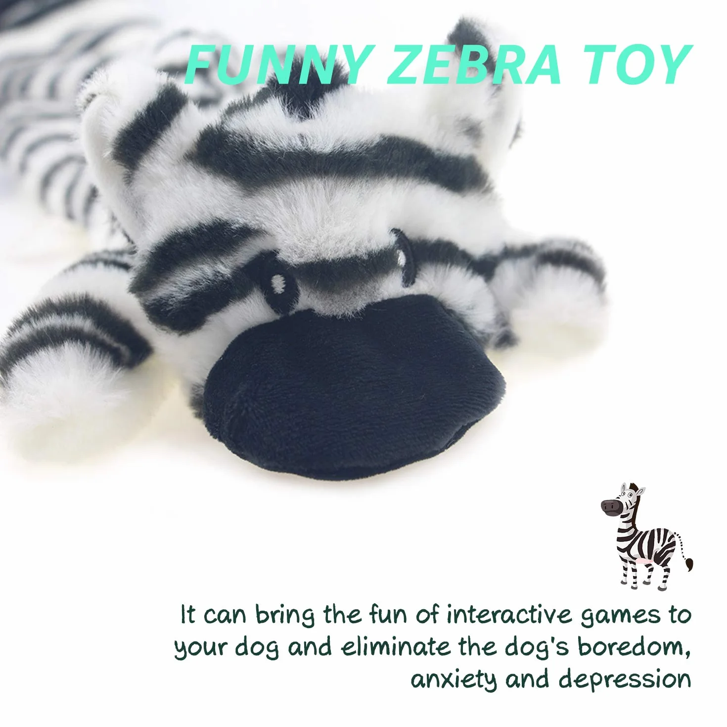 Hotype Lot de 2 Jouets Sonores en Peluche pour Chiens, Non Farcis, Sécuritaires à Mâcher, Cerf et Zèbre