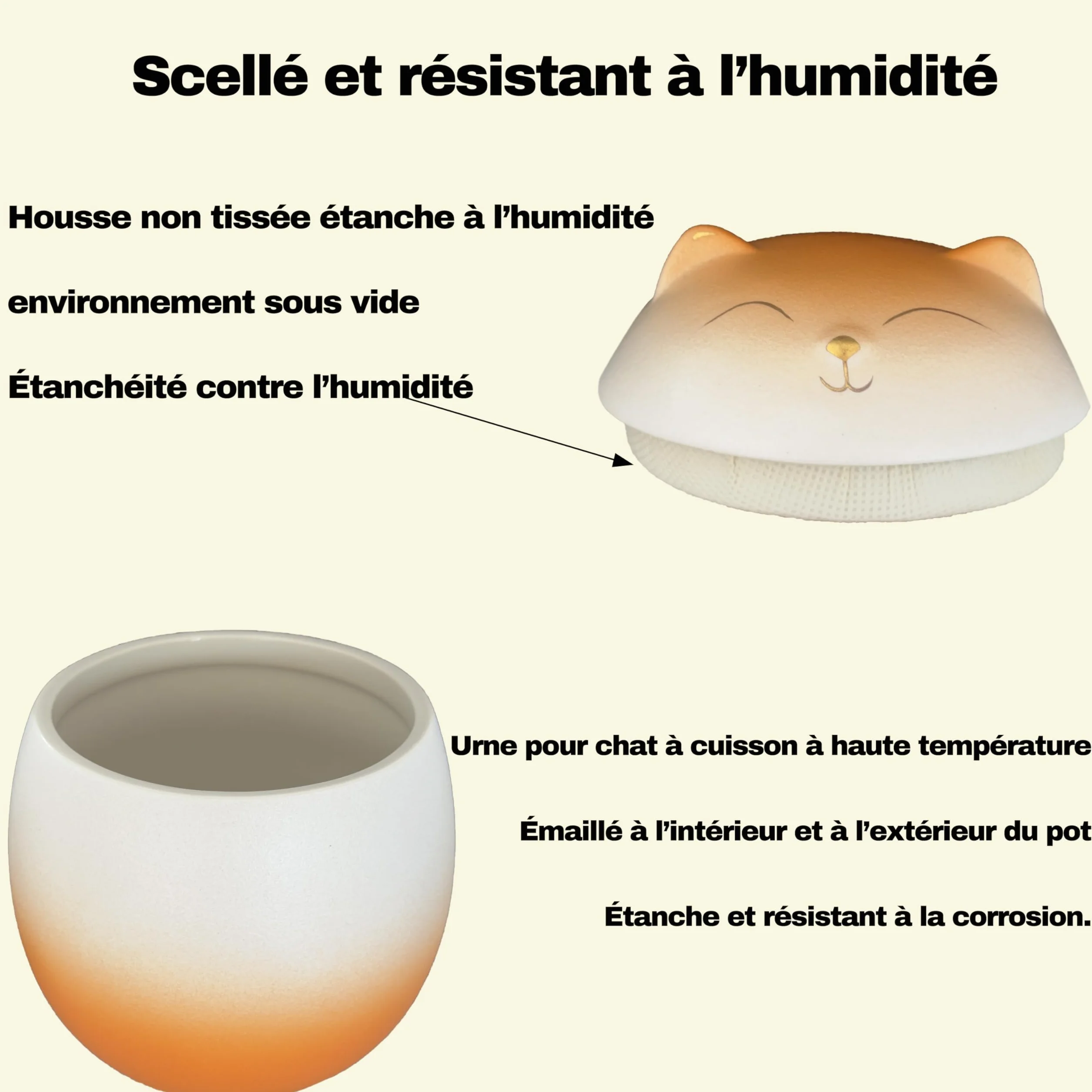 Urne pour Chat Personnalisée Handmade Crémation Cendres (oranger)