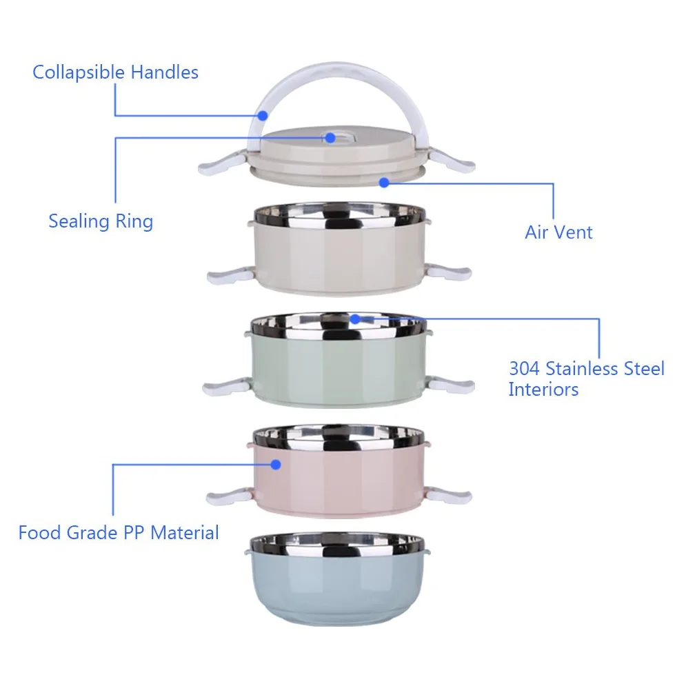 Gamelle de voyage portable en acier inoxydable à 4 niveaux pour animaux de compagnie