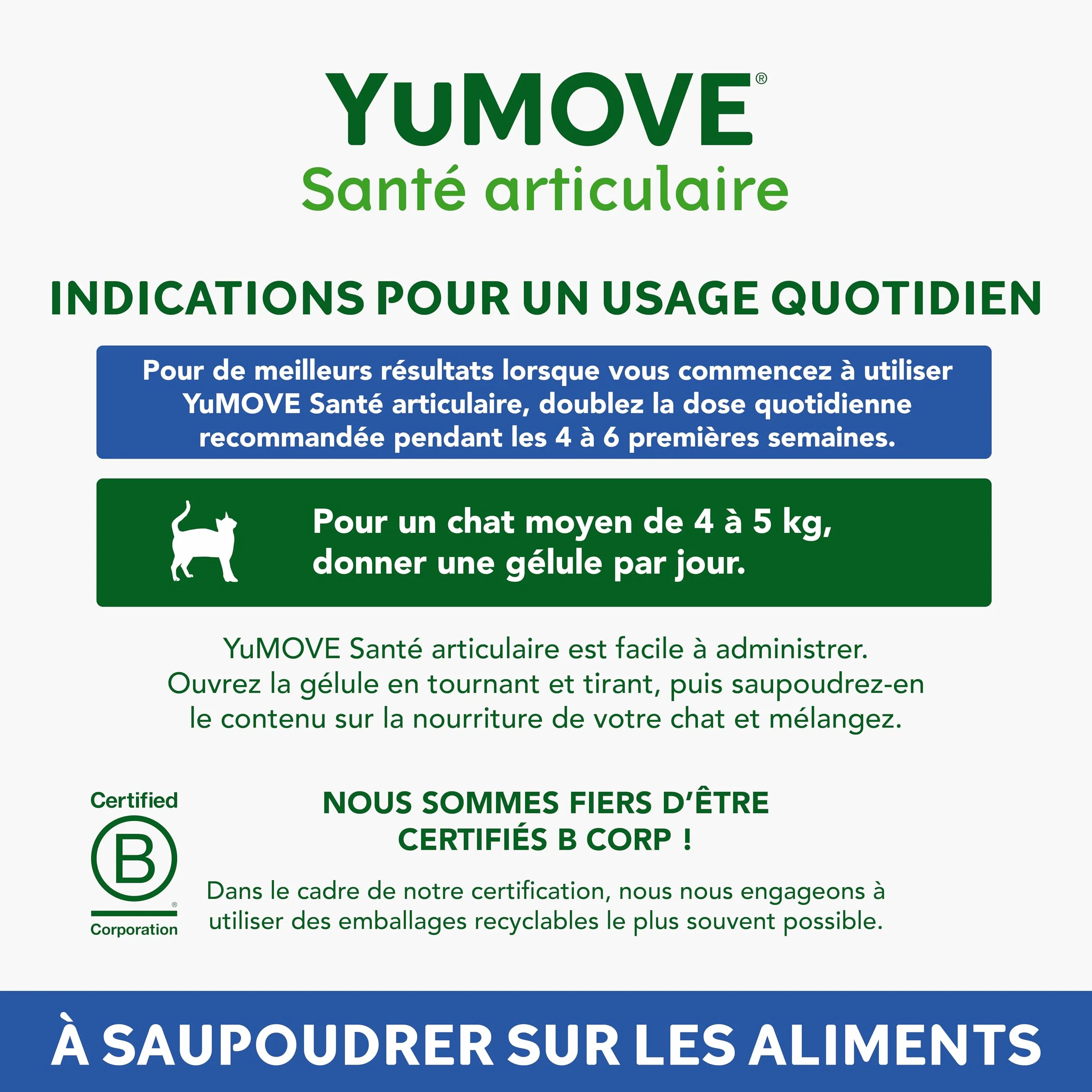 YuMOVE Articulation Chat 8 Ans et Plus – 60 Gélules à Saupoudrer – Glucosamine Chondroïtine & Huile de Poisson pour Chats Âgés
