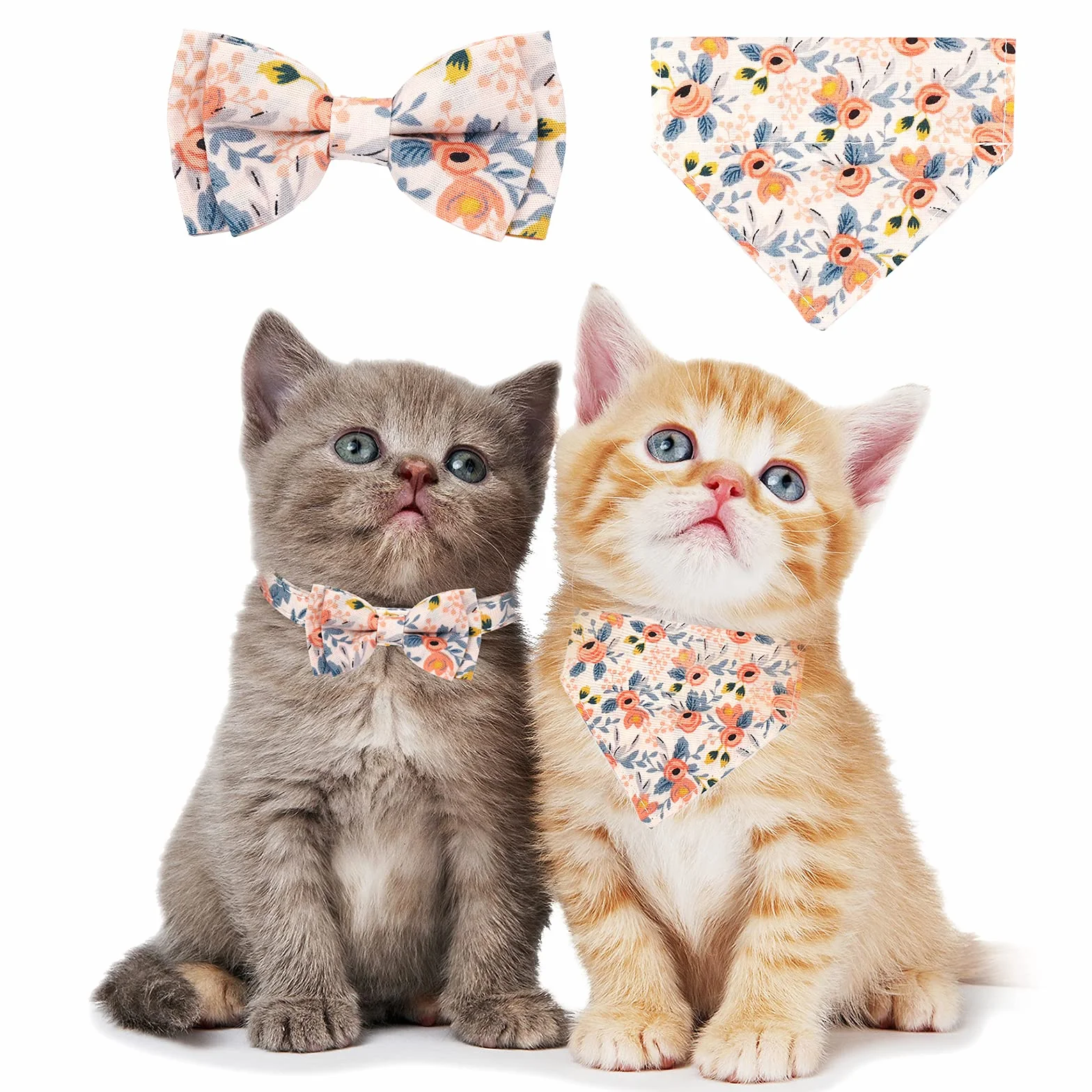 Colliers pour chats avec cloches Collier papillon amovible Bandana 2 pièces pour chat et chien