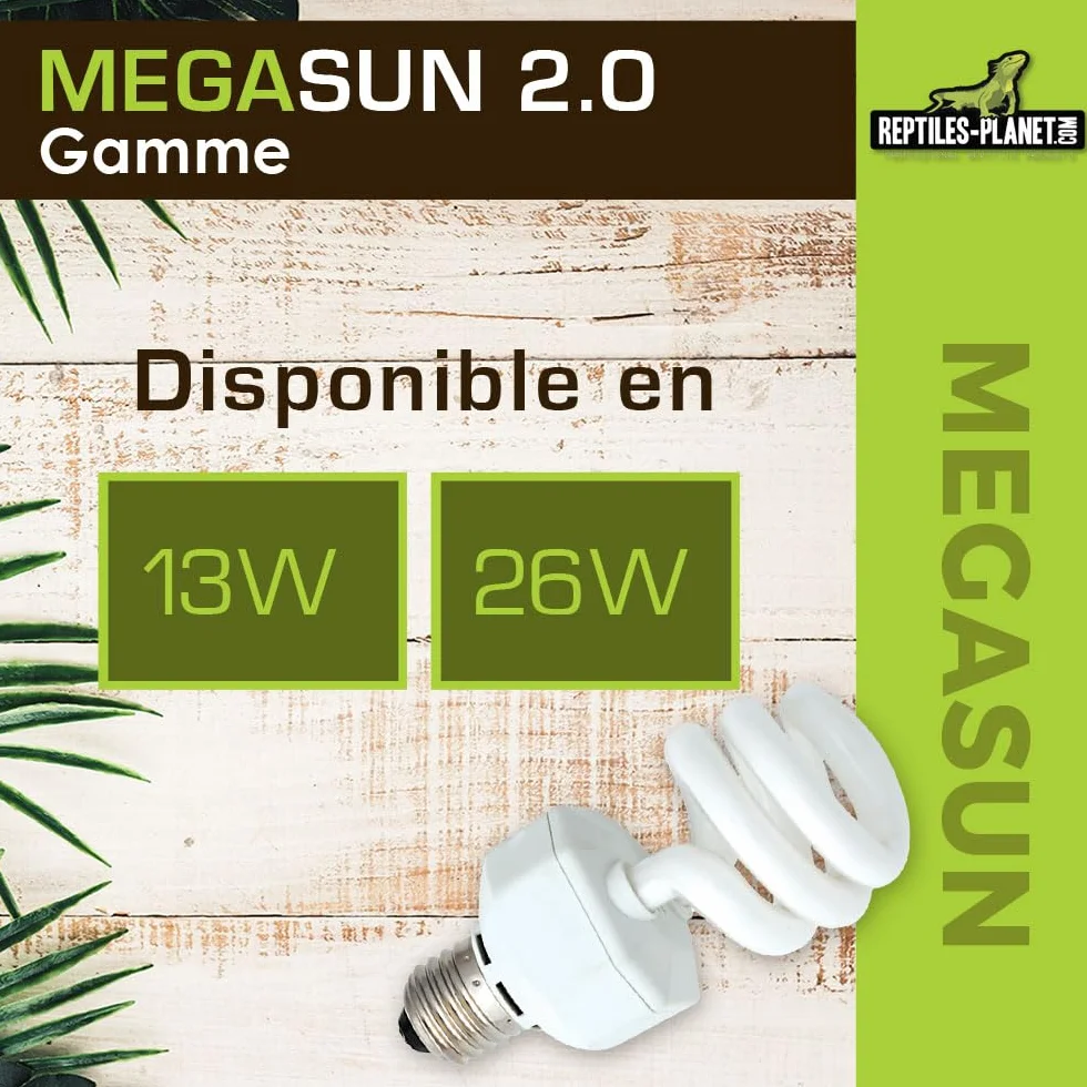 Reptiles Planet MegaSun UVB 2.0 26 W Ampoule UVA UVB