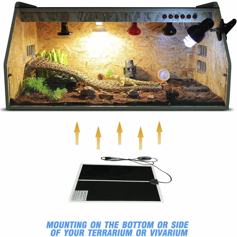 Tapis Chauffant Reptile 14W 28x28CM Coussin Chauffant Terrarium Réglable avec Contrôle de la Température