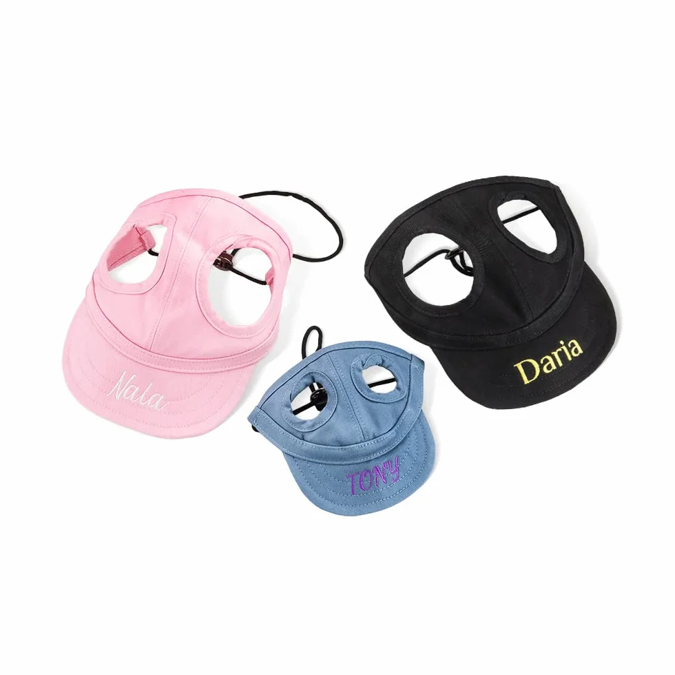 Chapeau personnalisés avec oreilles brodées pour chiens - Solaire UV, baseball multicolore respirant, casquette petite et moyenne taille