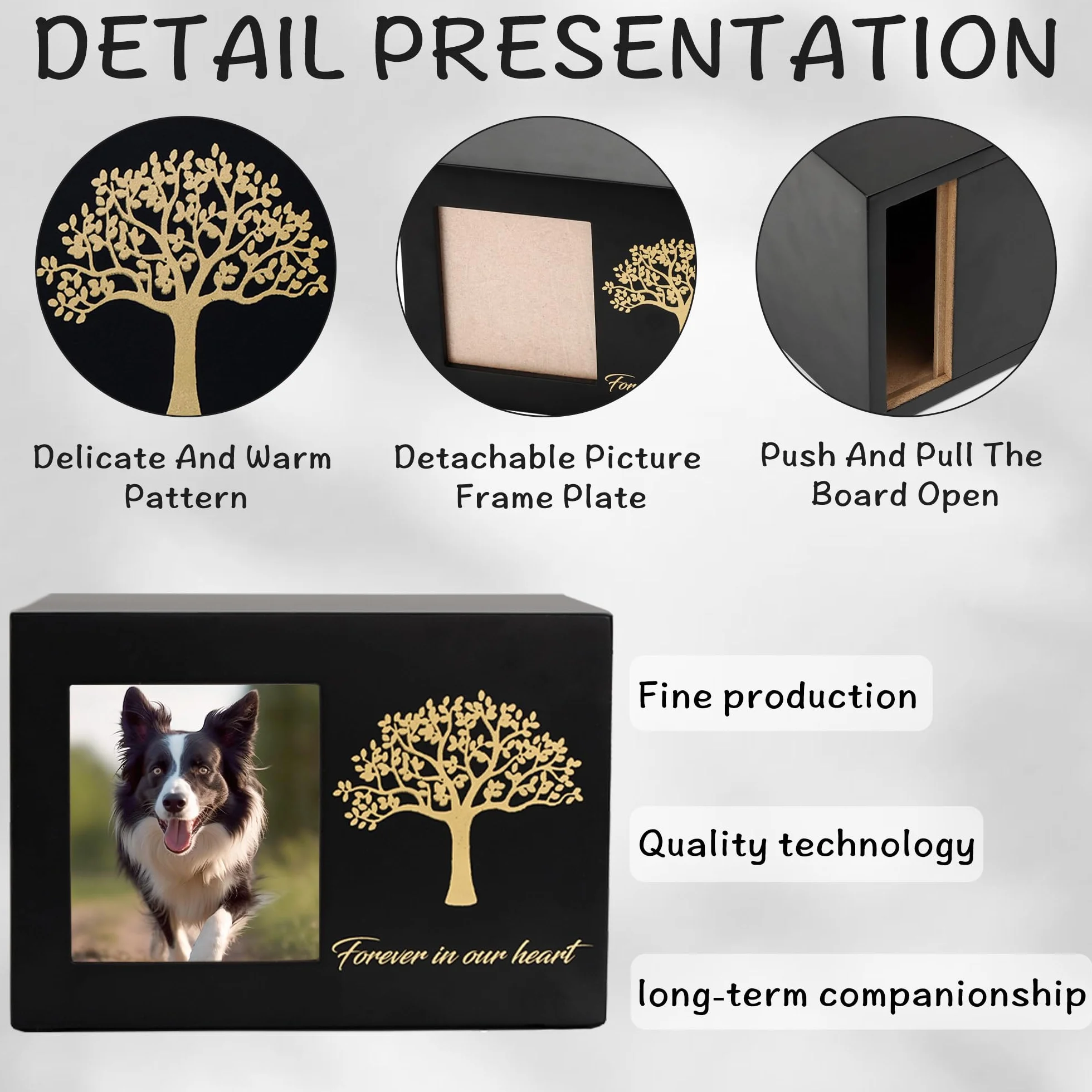 Urne funéraire pour Animaux Chat Cadre Photo Personnalisé Arbre de Vie Cendres Chat Chien Souvenirs Commémoratifs Taille L