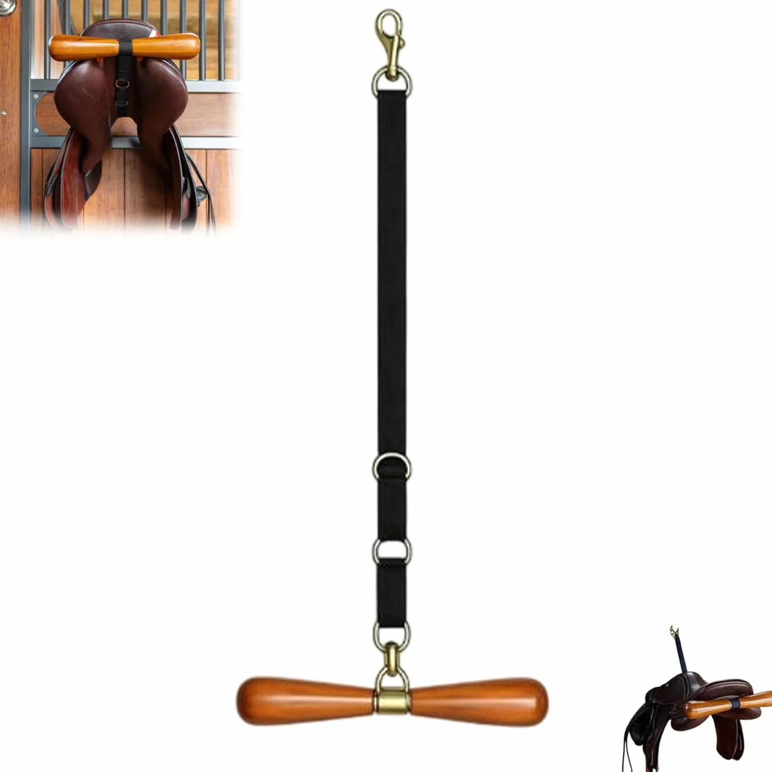 Porte-selle mural en T réglable pour selles western et anglaises, noir