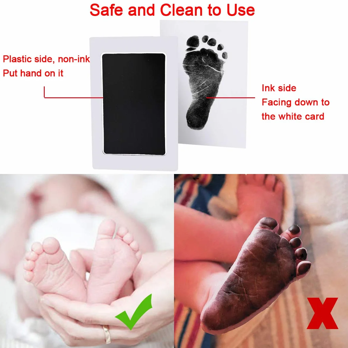Nabance Kit Empreinte Pieds et Mains Bébé Clean Touch Tampons Souvenir Cadeau