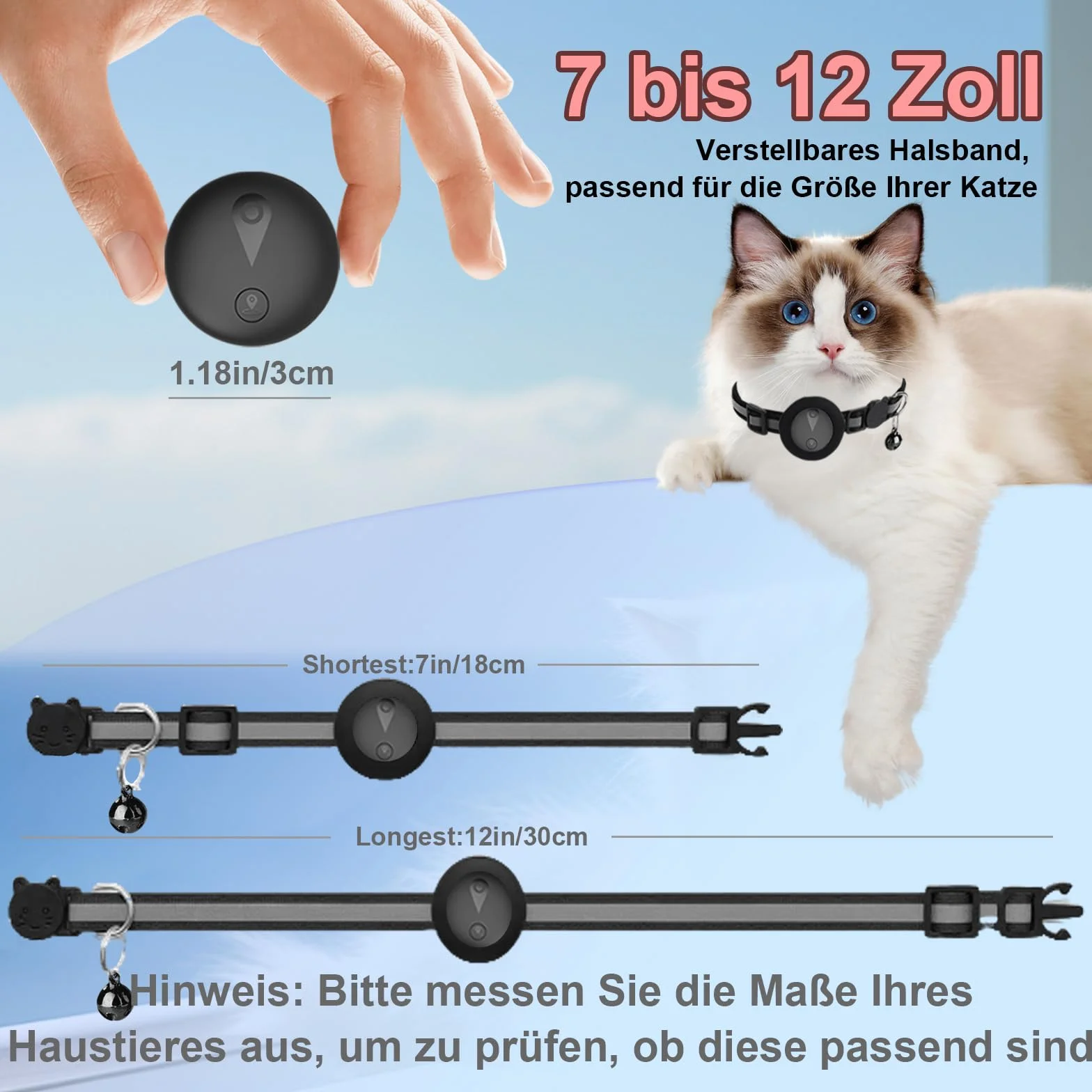 Collier GPS Chien Suivi Temps Réel Traceur Animaux IP67 Noir Compatible iOS Android Enregistrement 7 Jours