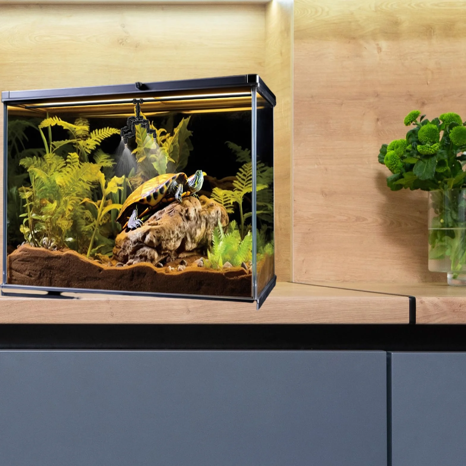 VEXPLO Buse de terrarium réglable 360° pour reptiles - Brumisateur quatre têtes Noir