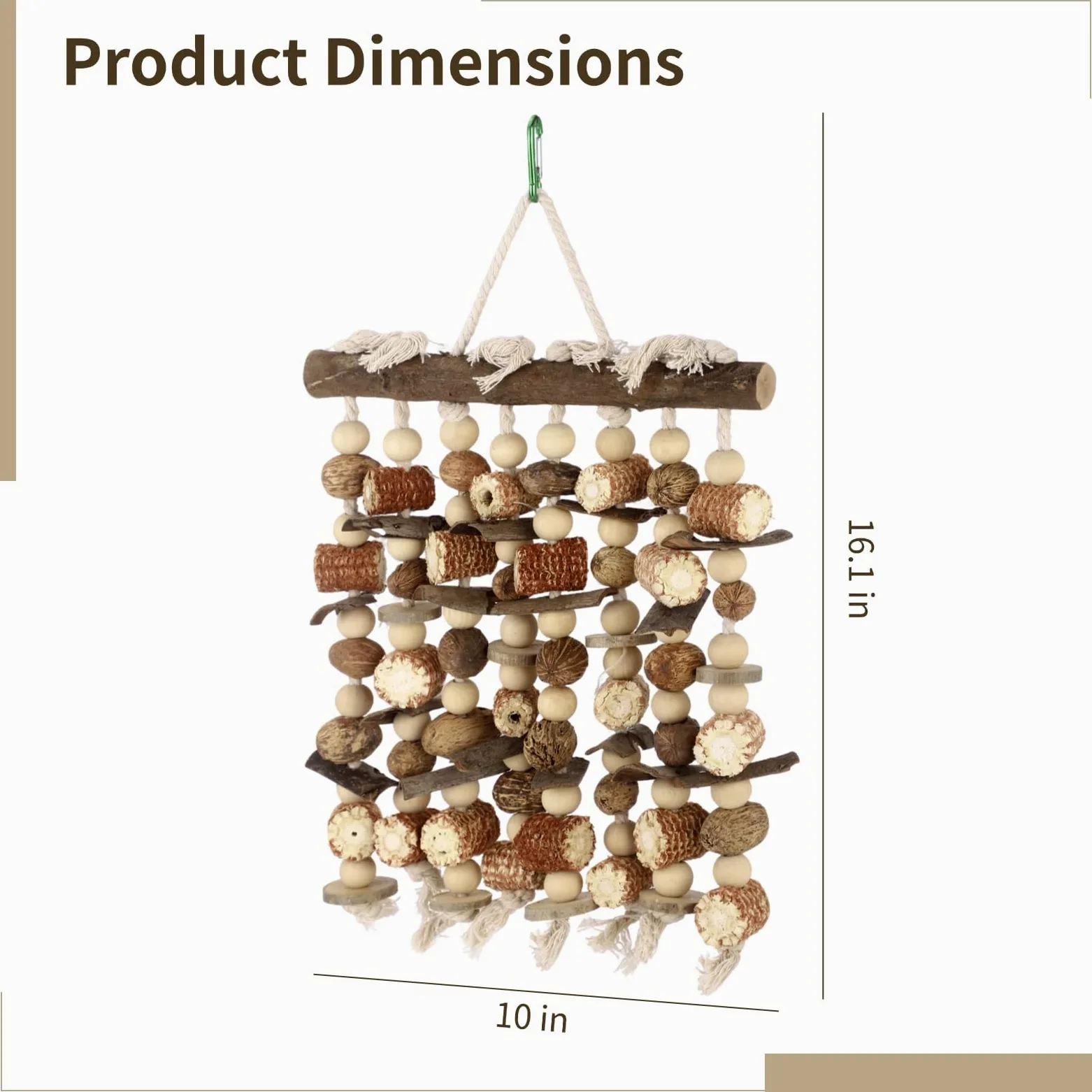 Grand jouet à mâcher pour perroquet naturel à suspendre avec épis de maïs, accessoires de cage à oiseaux pour aras, cacatoès, perroquets de grande et moyenne taille