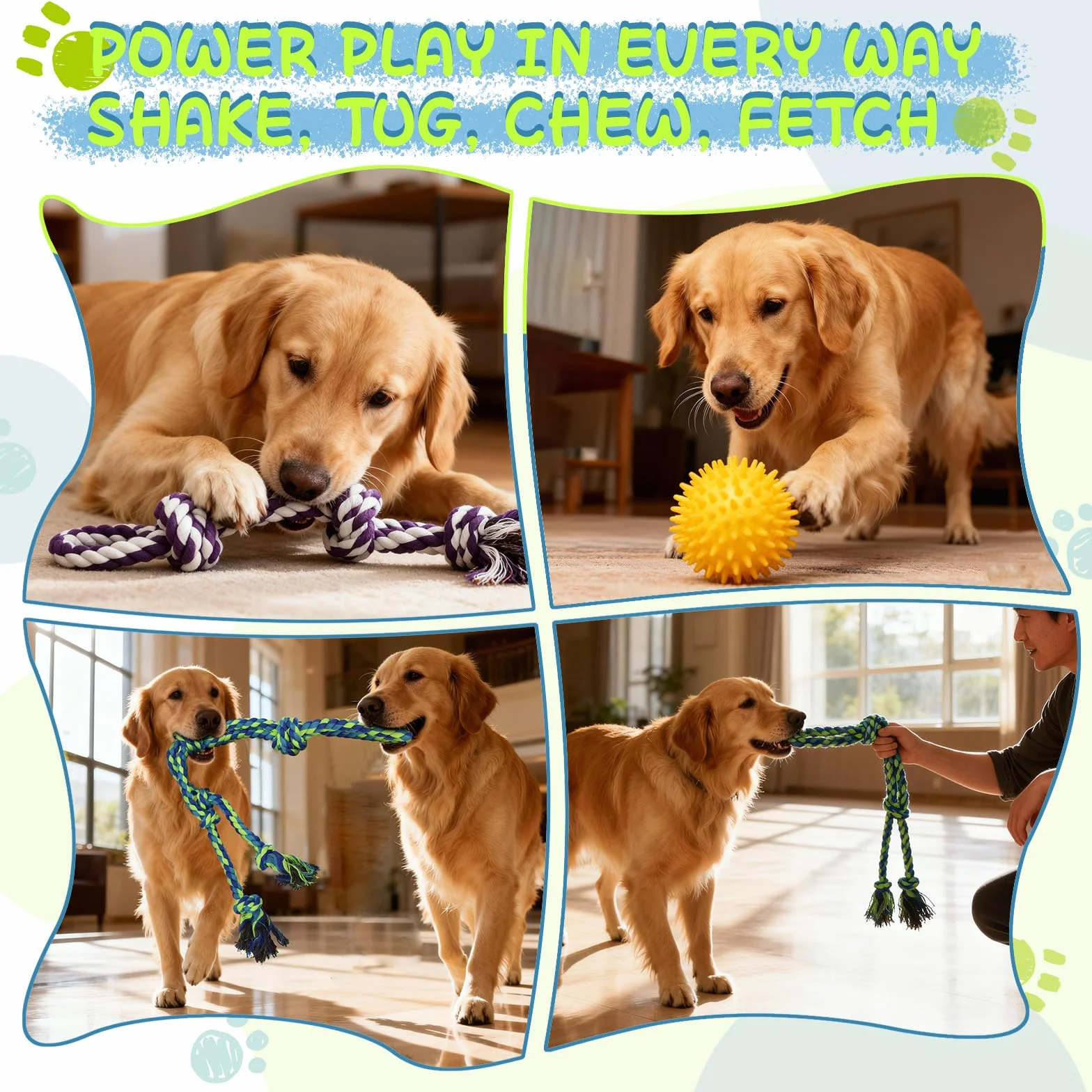 Waldseemüller Ensemble de 4 Jouets pour Chien Indestructible avec Sac Cadeau