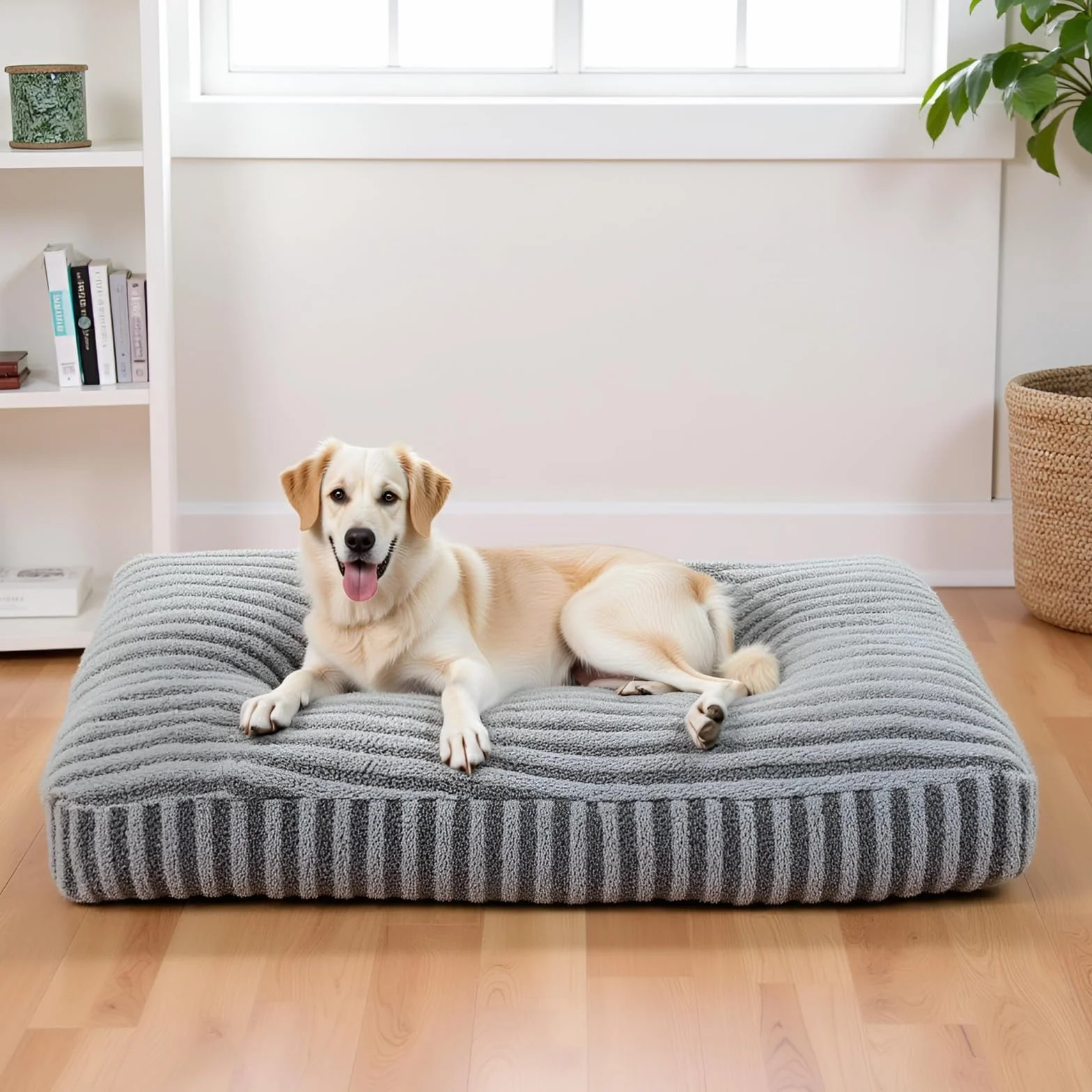 Pawk Panier Chien Grande Taille XL Coussin Chien Dehoussable Lavable Lit Moelleux Respirant Antidérapant 107x69x10cm