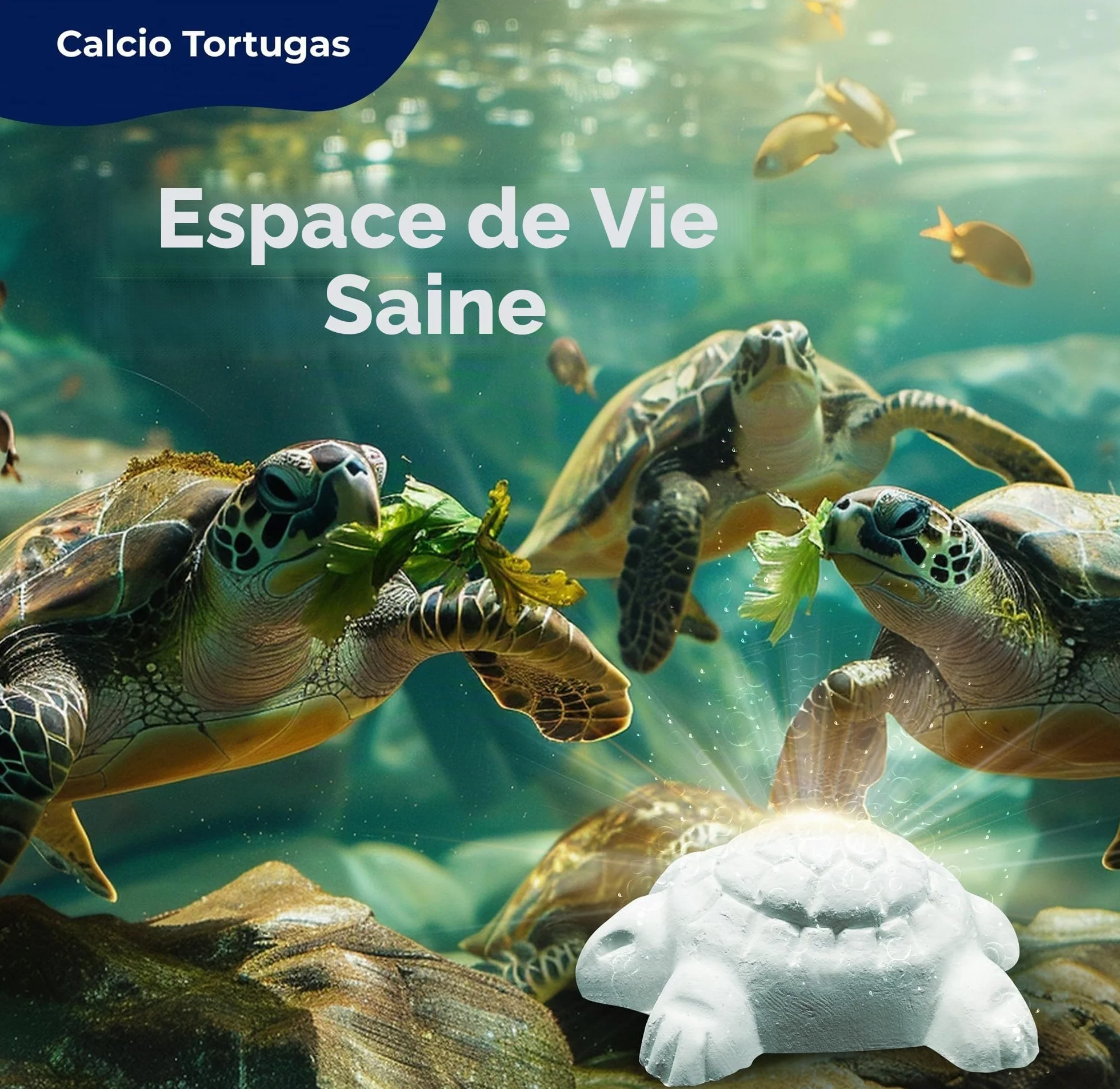 AF® Os de Seiche Tortue Alternatif, Pack 4 Pièces Calcium Tortue Terrestre et Aquatique, Bloc Minéral Libération Lente, Carapace Forte et Eau Propre, Formule Vitaminée Naturelle