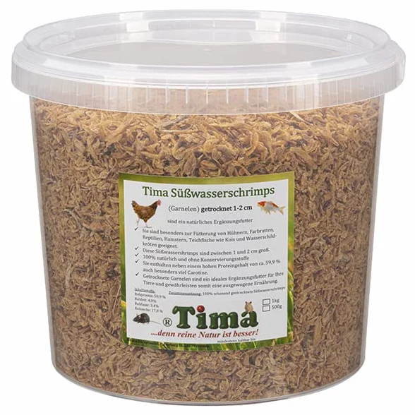 Tima Crevettes d'eau douce séchées 1 kg 1-2 cm seau pratique