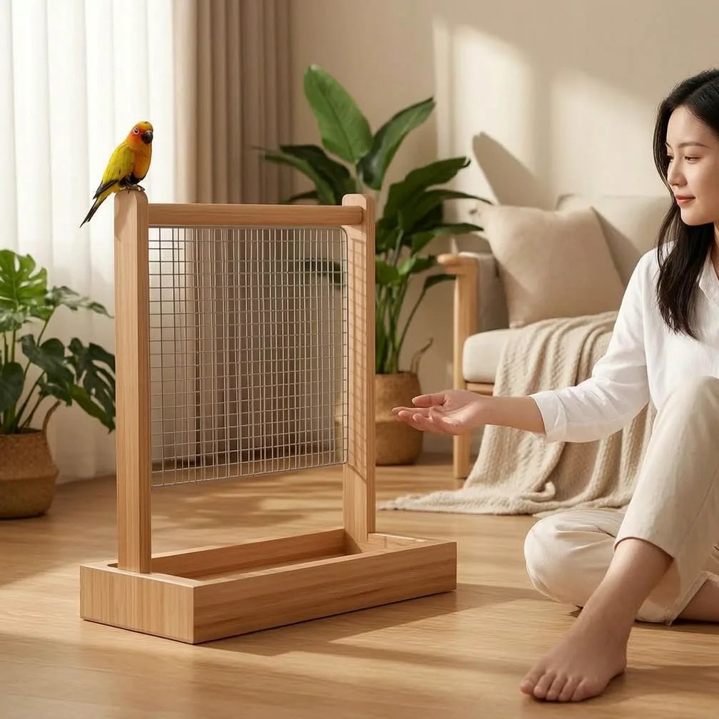 Aire Jeux Oiseaux, Stand Bois Bureau, Plastique Non Toxique, Parc d'attractions Oiseau, Temps Divertissement, pour Perroquets et, Style to 1