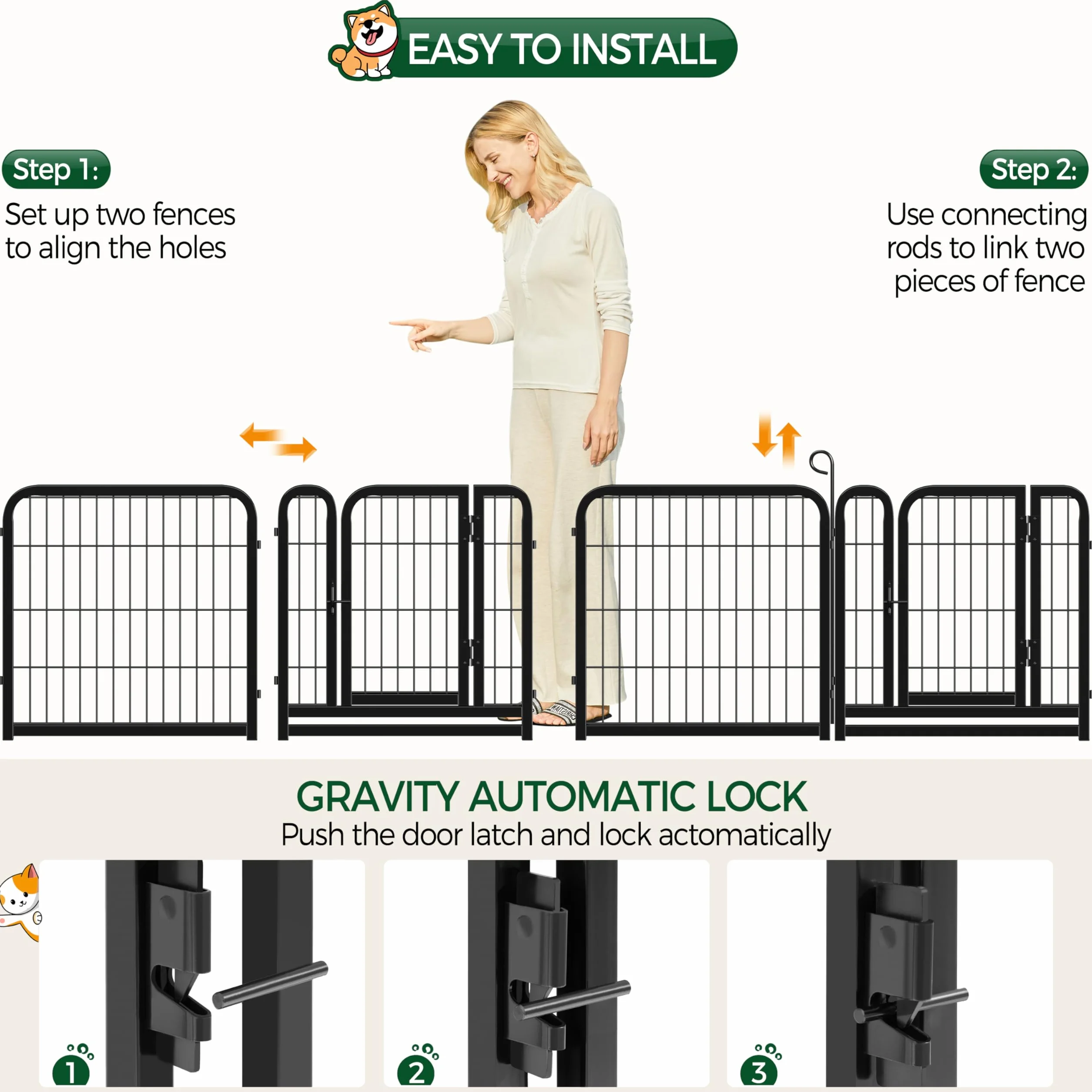 Yaheetech Parc pour Chien Métal Pliable 60x60 cm Enclos Intérieur Cage