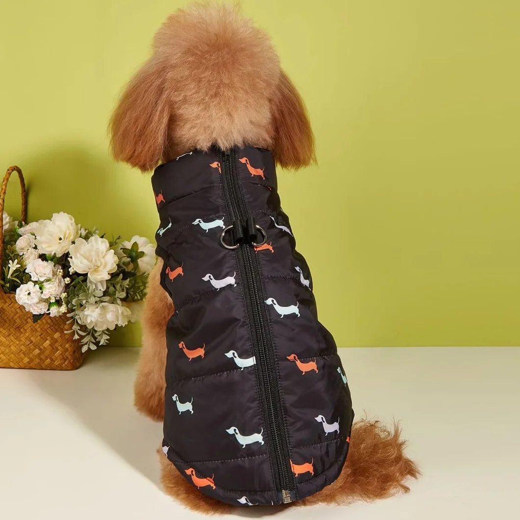 Manteau Chien Petite Moyenne Taille Imperméable Veste avec Trous Harnais Noel Teckel Chihuahua Noir XS
