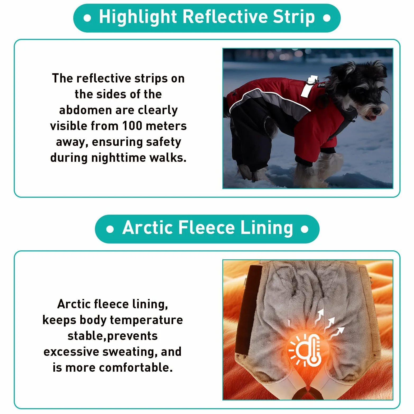 Manteau d'hiver pour chien – Veste chaude, réglable et imperméable à 4 pattes avec anneau en D et bandes réfléchissantes pour chiens de petite et grande taille (noir et rouge, taille XXL)