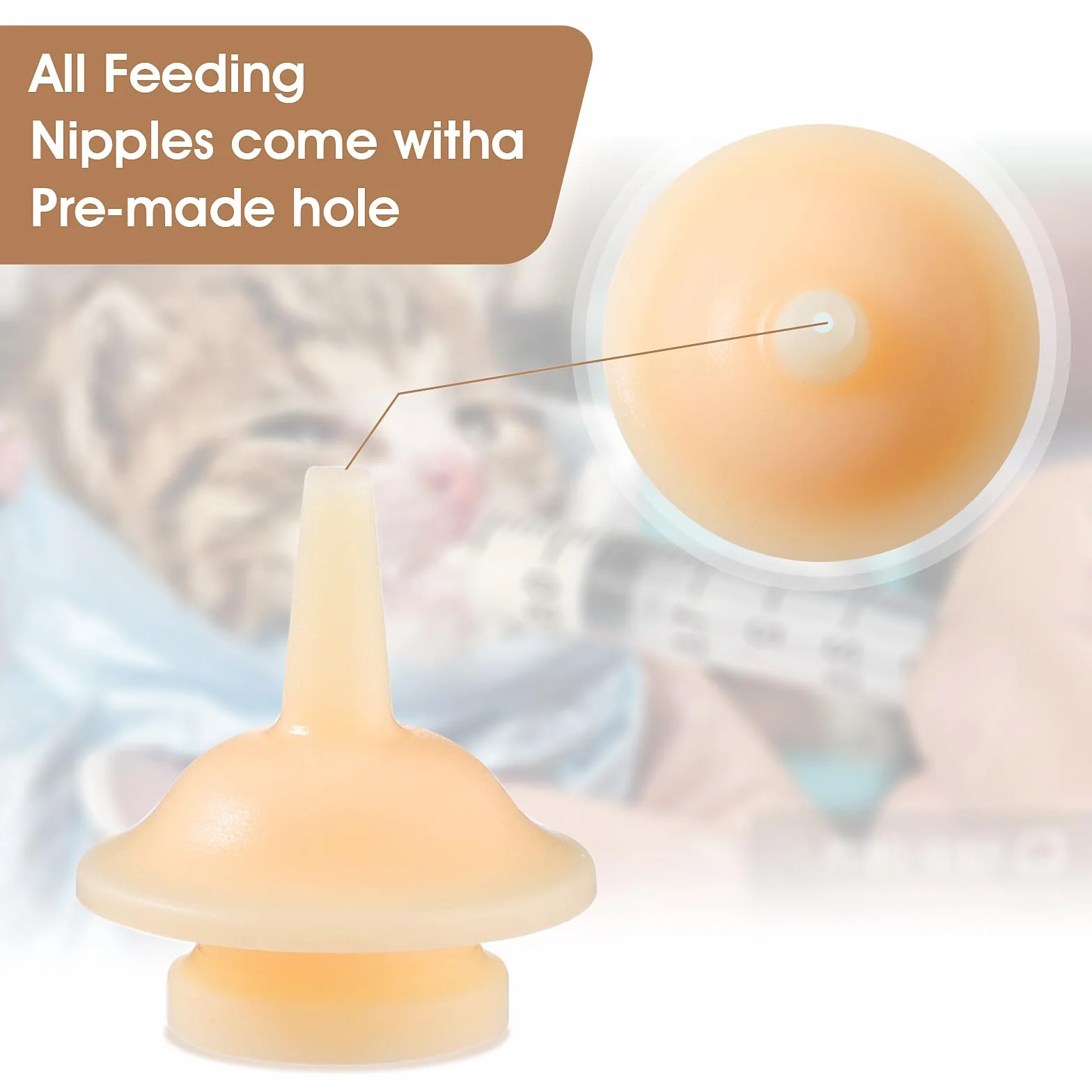 Lot de 4 Mini Seringues à Tétons Miracles Silicone pour Chatons et Chiots