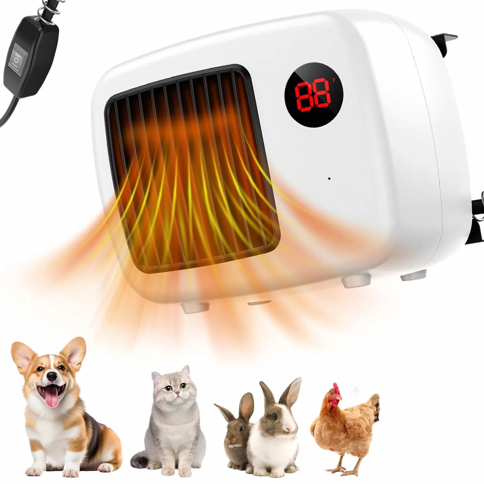 PAKESI Chauffage de Niche pour Chien 600W Thermostat Cordon Anti-mâchouillage Extérieur