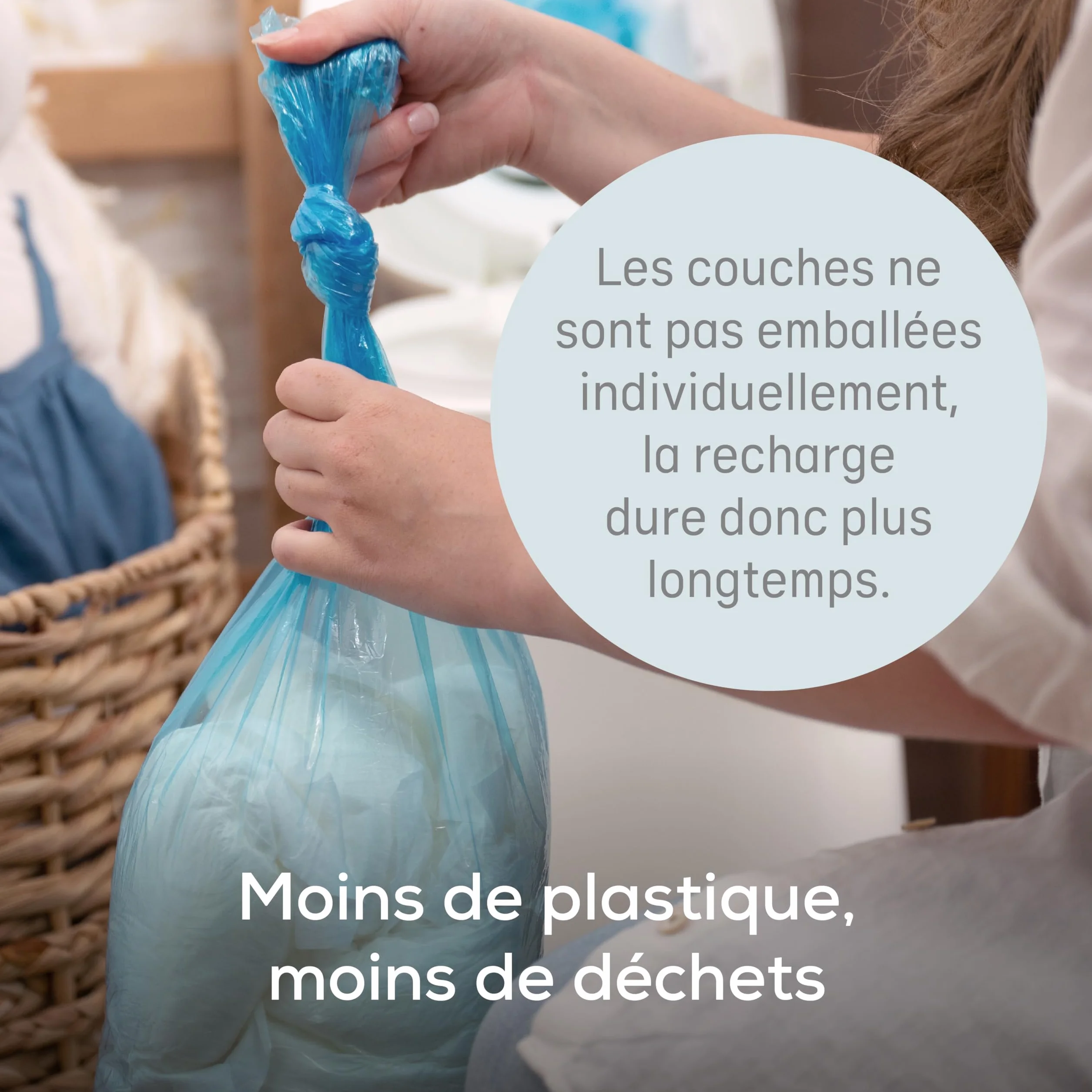 Angelcare Poubelle à Couches Octogonale Anti Odeur 3 Recharges Fabriqué en France
