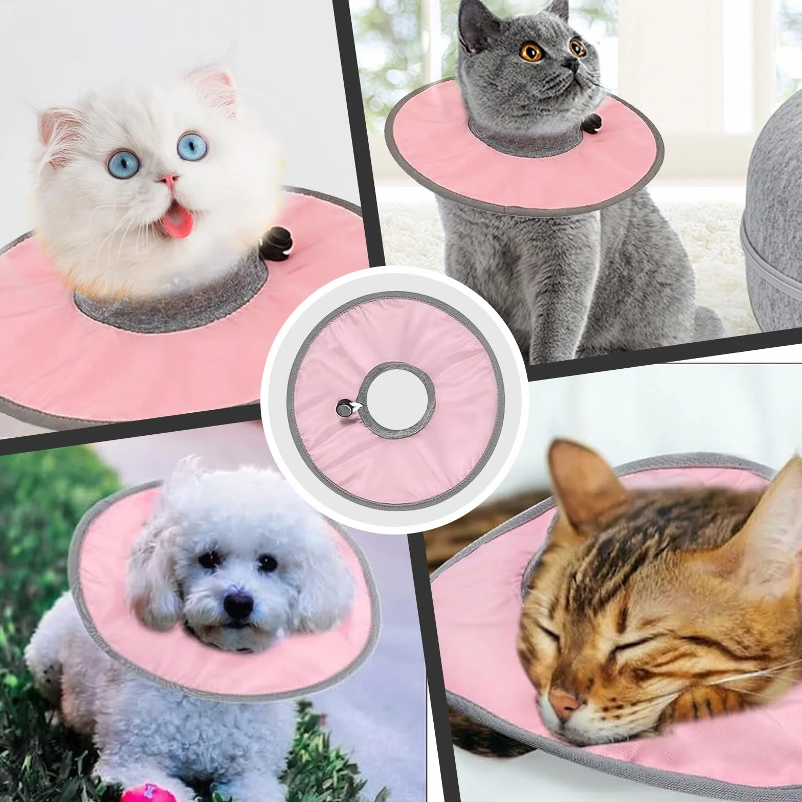 Collerette Chat Anti Lechage Ajustable Collier Récupération Postopératoire Anti-Morsure Rose