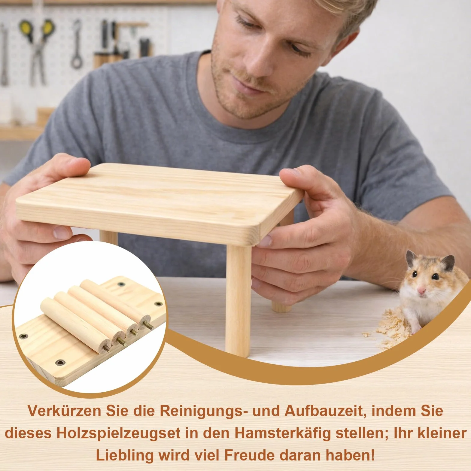 Accessoires pour hamster plates-formes en bois de pin escalade équilibre 25x14x12 cm 15x9x8 cm