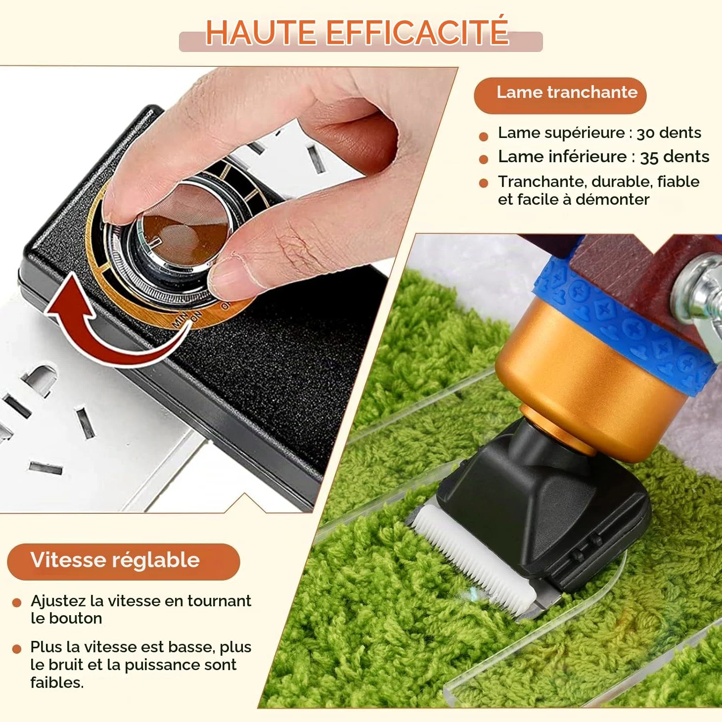 Tondeuse à Tapis Électrique 200W Vitesse Réglable pour Moquette, Tufting et Soins des Animaux