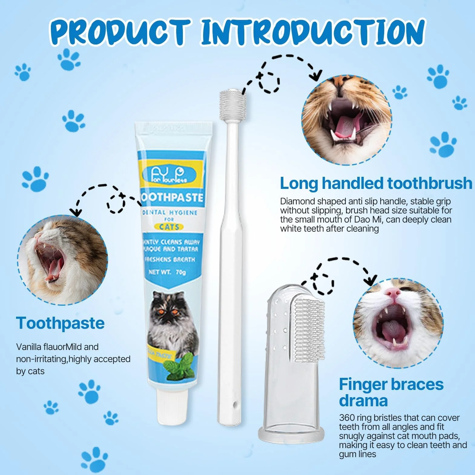 Dentifrice chien chat brosse à dents doigt élimine plaque tartre haleine fraîche