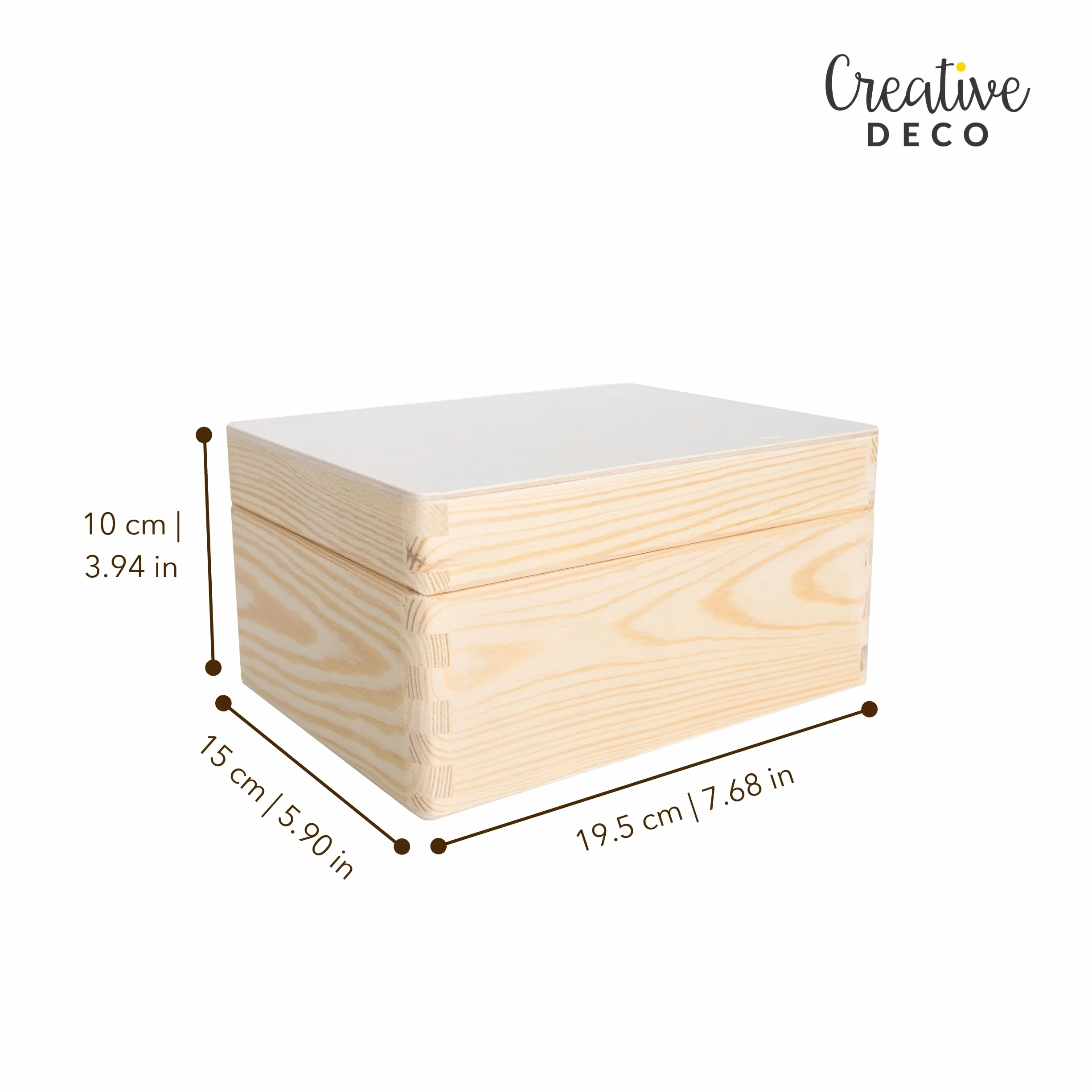 Boîte en Bois avec Couvercle 19,5 x 15 x 10 cm Boîte à Souvenirs pour Bébé Non Peinte BRUT