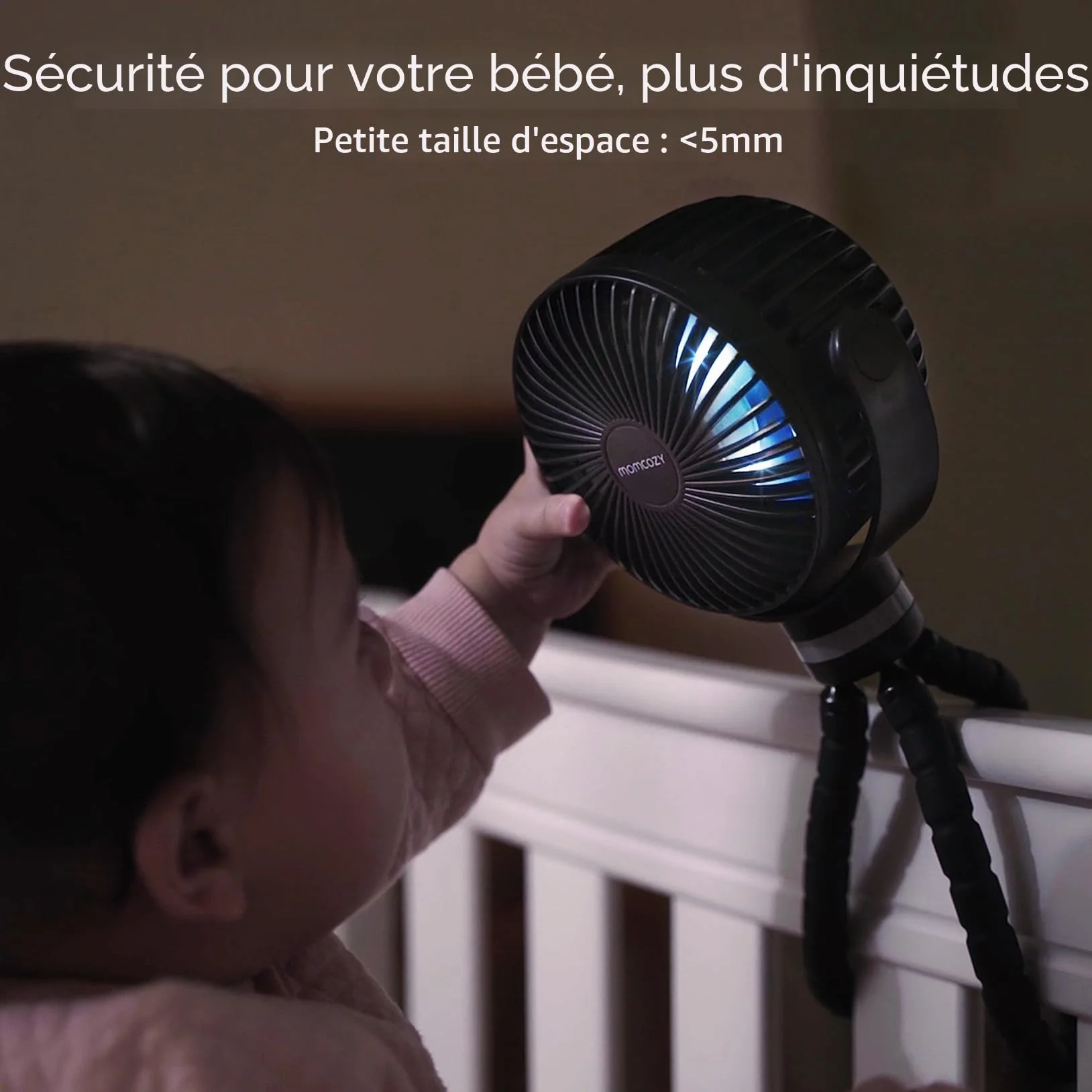 Momcozy Ventilateur de Poussette Portable 8000mAh 27 Heures 4 Vitesses 360° Rechargeable USB
