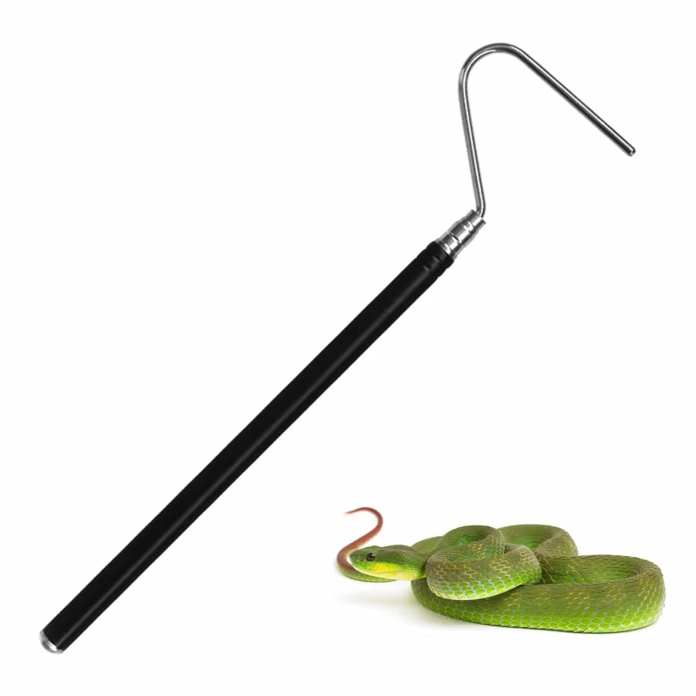 DONGKER Bâton de Capture de Reptiles en Acier Inoxydable 40 Pouces Extensible pour Attraper les Serpents