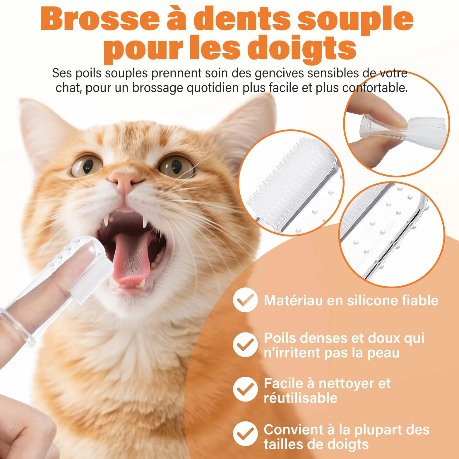 Kit de soins dentaires pour chat UNEK Dentifrice enzymatique 30 g goût poulet rôti brosse à dents brosse à doigts