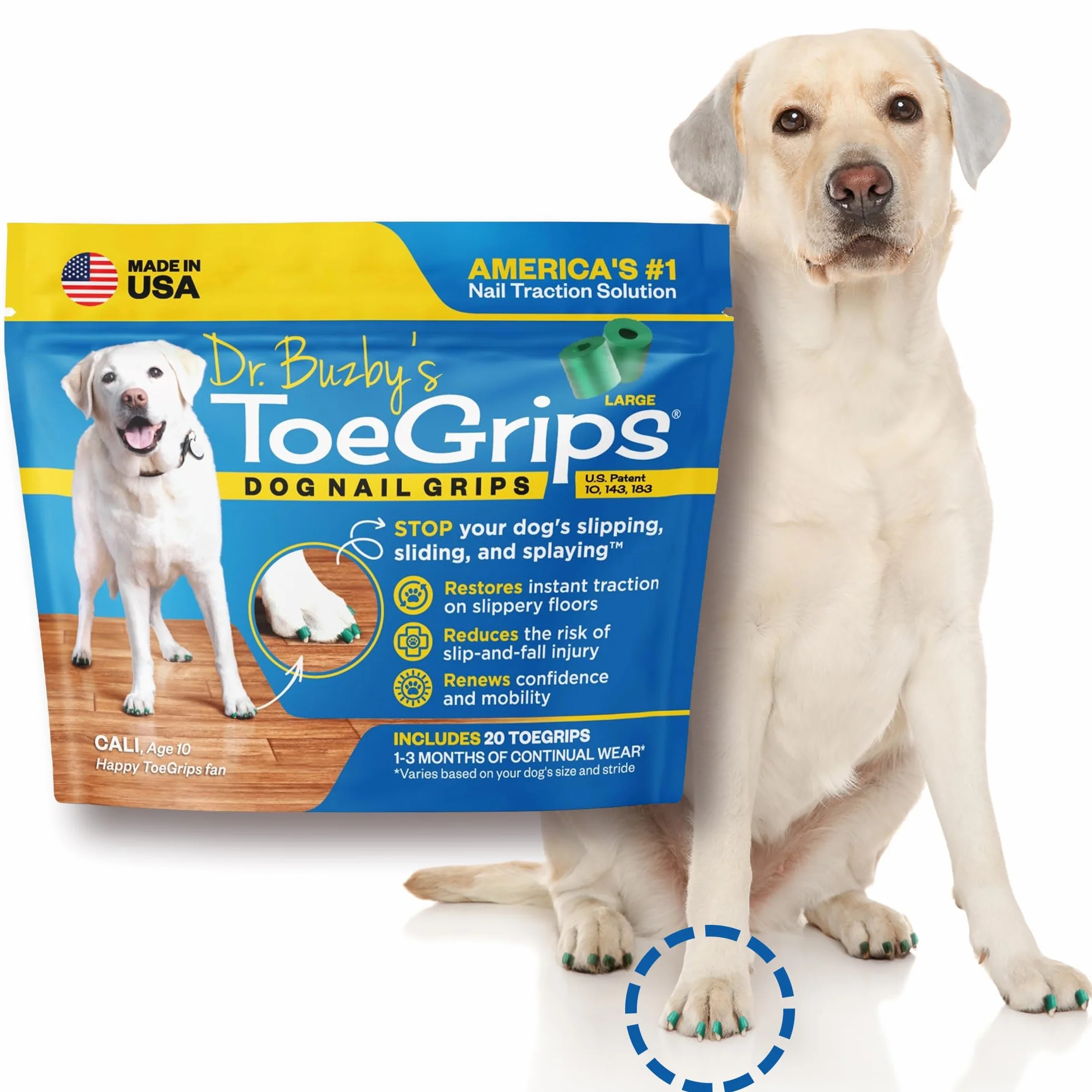 Dr Buzby's Lot de 20 poignées antidérapantes pour Chiens – Traction instantanée sur planchers en Bois dur – Soulagement antidérapant pour Chiens âgés