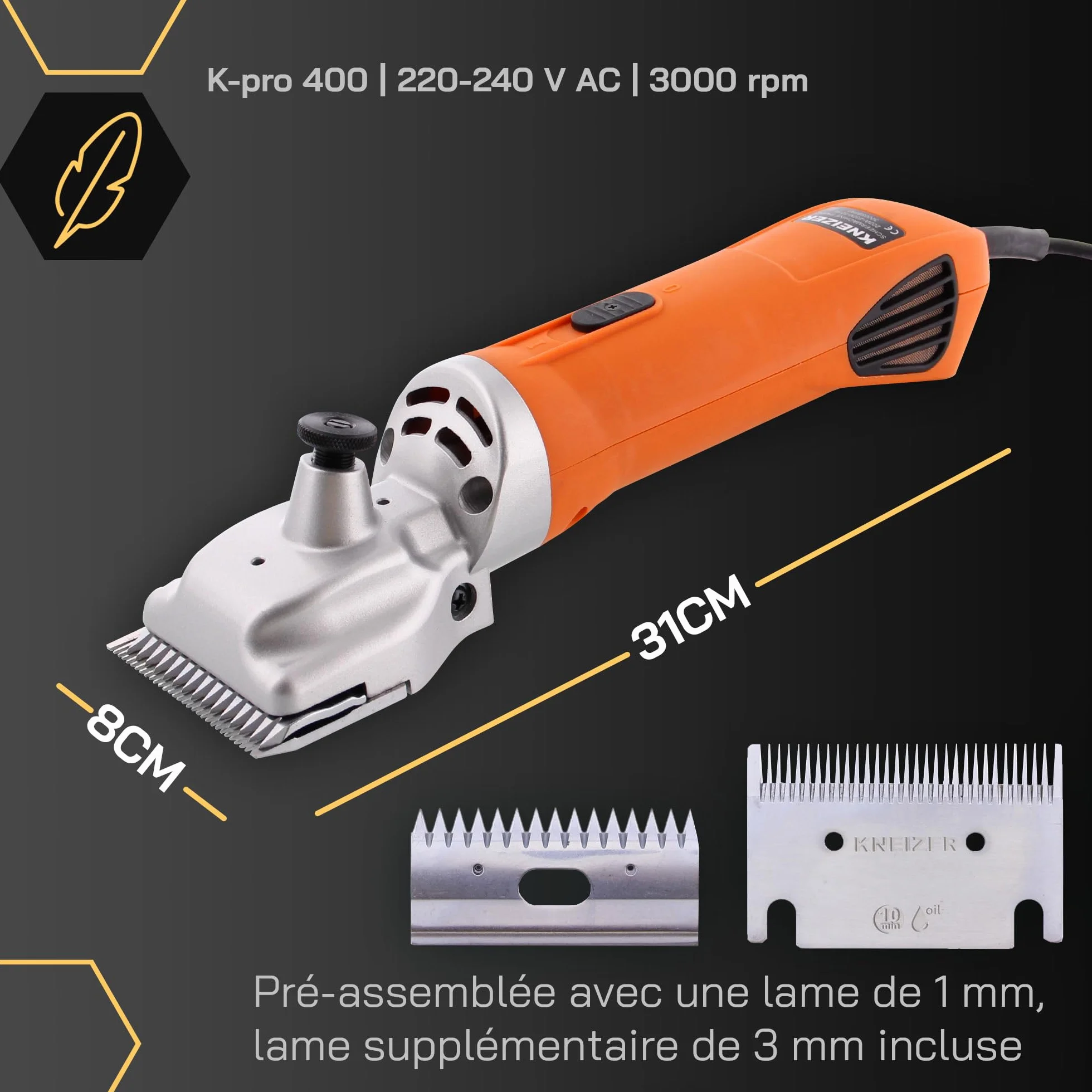 Tondeuse pour Chevaux Silencieuse Faibles Vibrations Lames Interchangeables