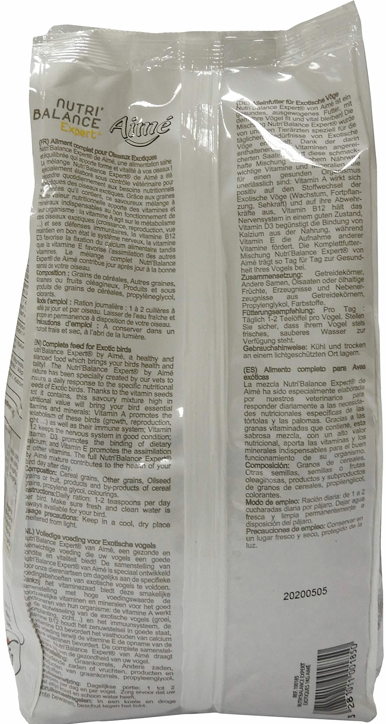 Nourriture pour Oiseaux Exotiques Nutri'Balance Expert Menu Expert, Sac de 1 Kg
