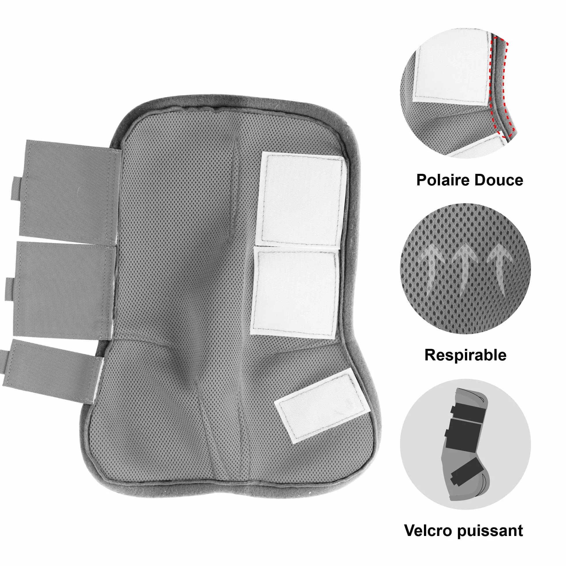 Guêtres pour Chevaux Lot de 4, Maille Respirante, Velcros Renforcés, Gris Medium