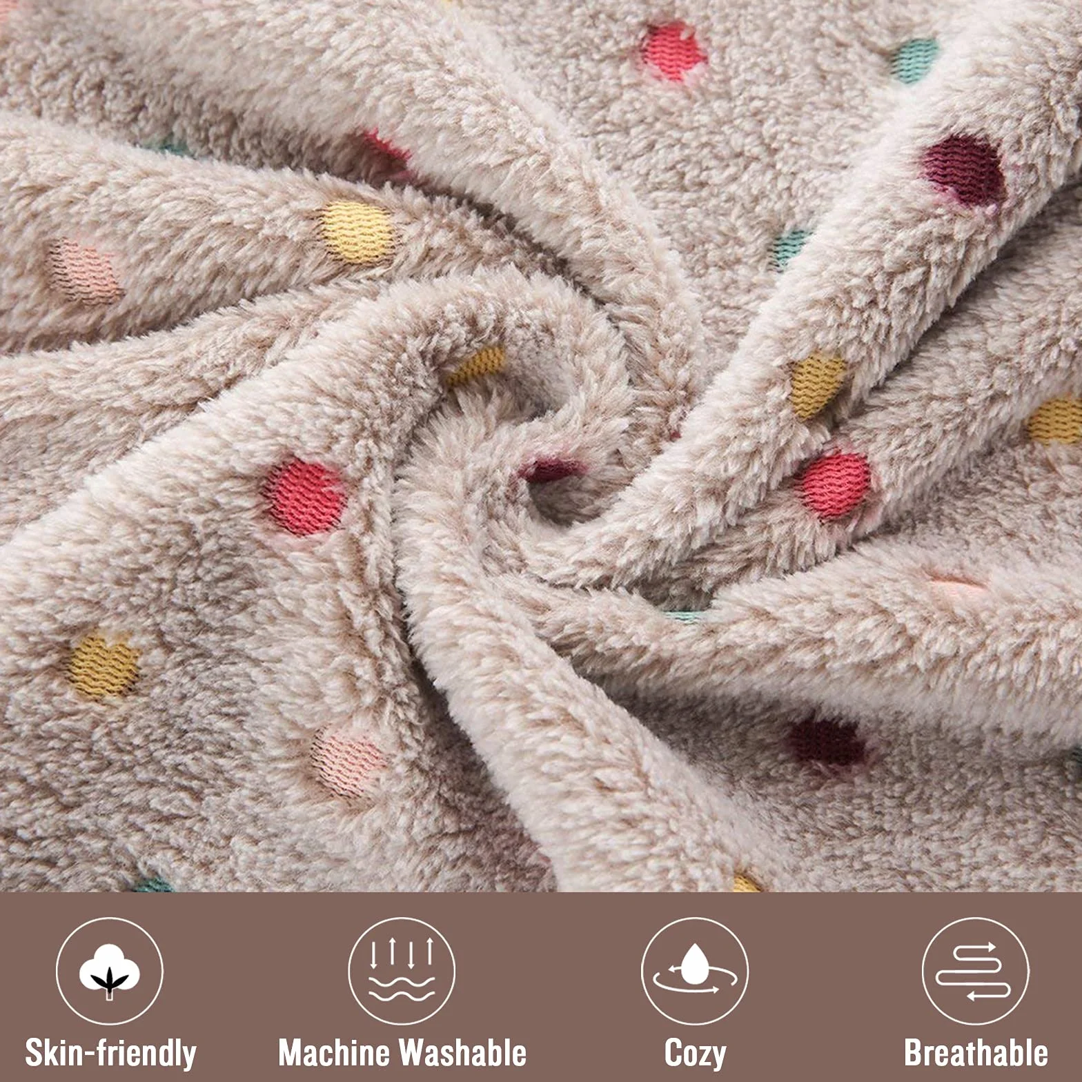 Luciphia Couverture en Peluche Ultra-Souple pour Chien Chat 3 Pièces Point Clair Small 60x40cm