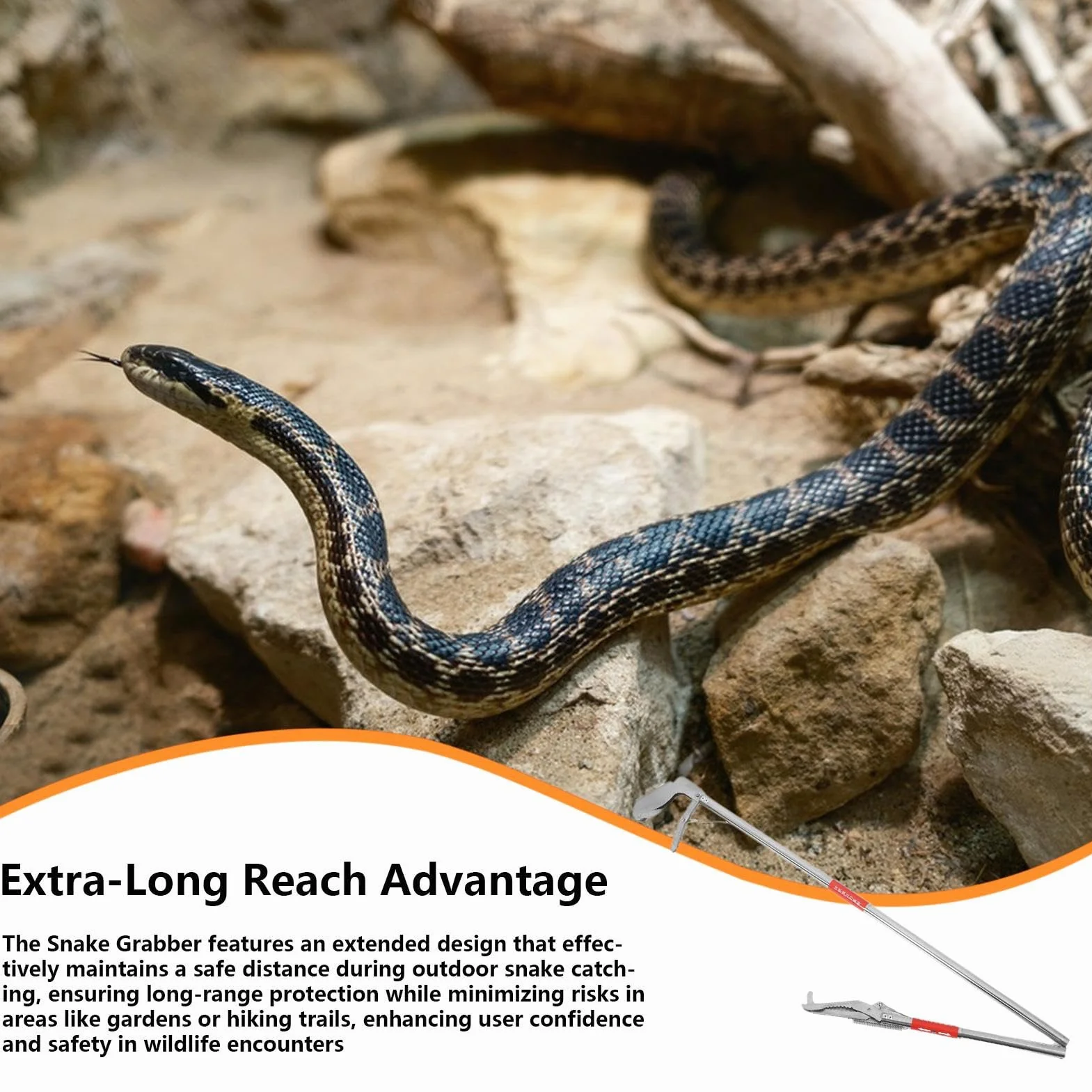 Pinces À Serpent Pliable En Acier Inoxydable 120 Cm - Attrape-Reptiles Robuste
