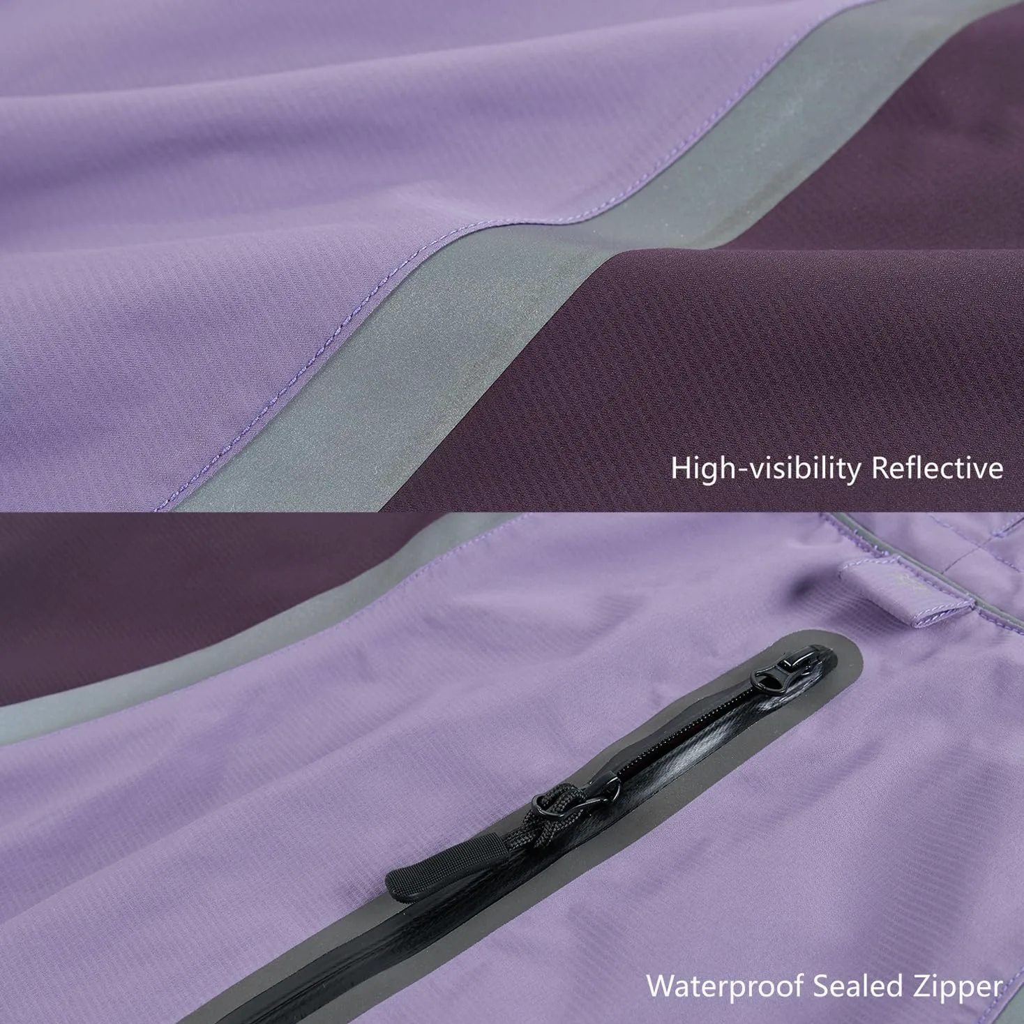 Manteau de pluie imperméable pour chien avec veste de pluie légère et réfléchissante (longueur du dos 65 cm, violet)