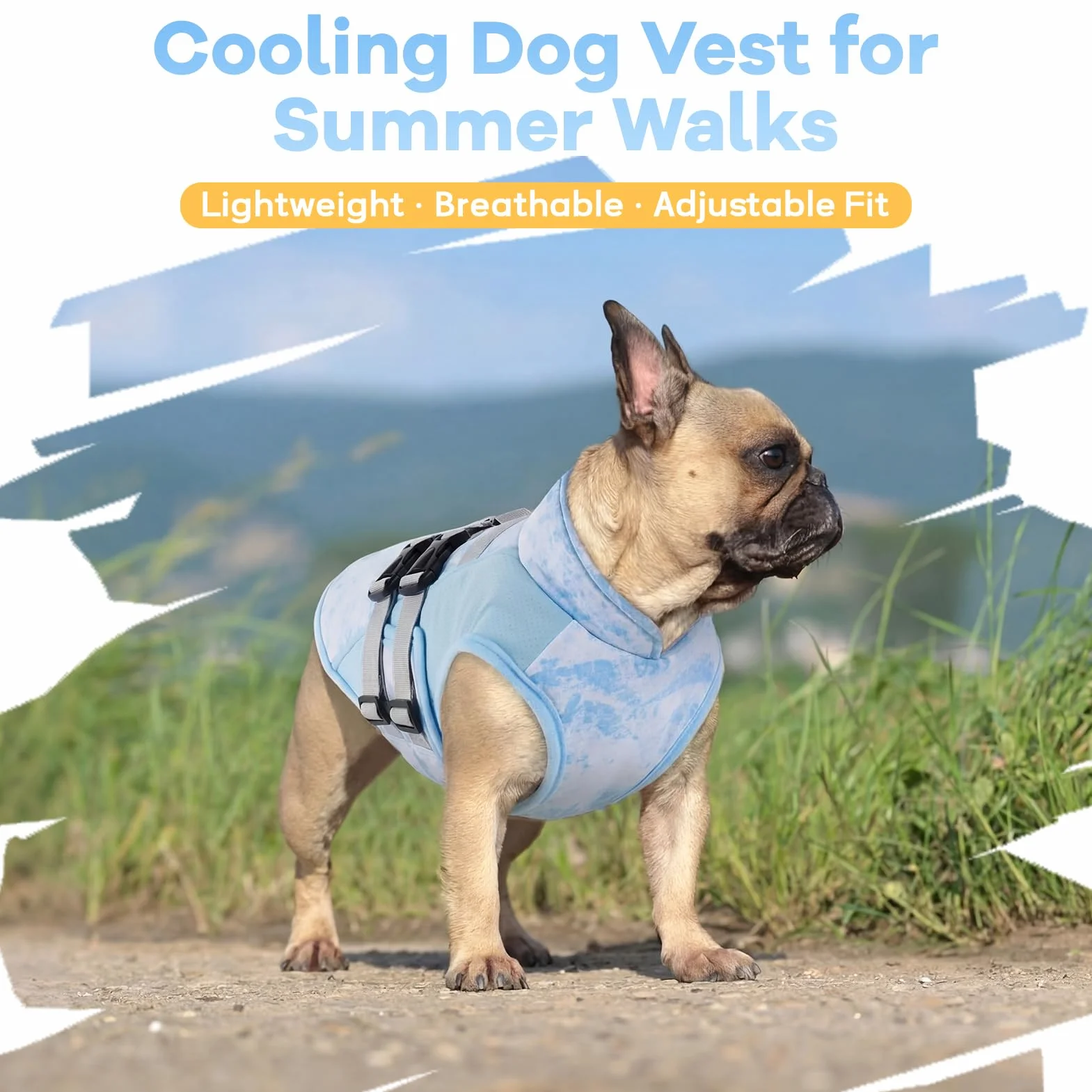 Gilet Rafraîchissant Chien Harnais Réglable Anneau D Brume Ciel XL