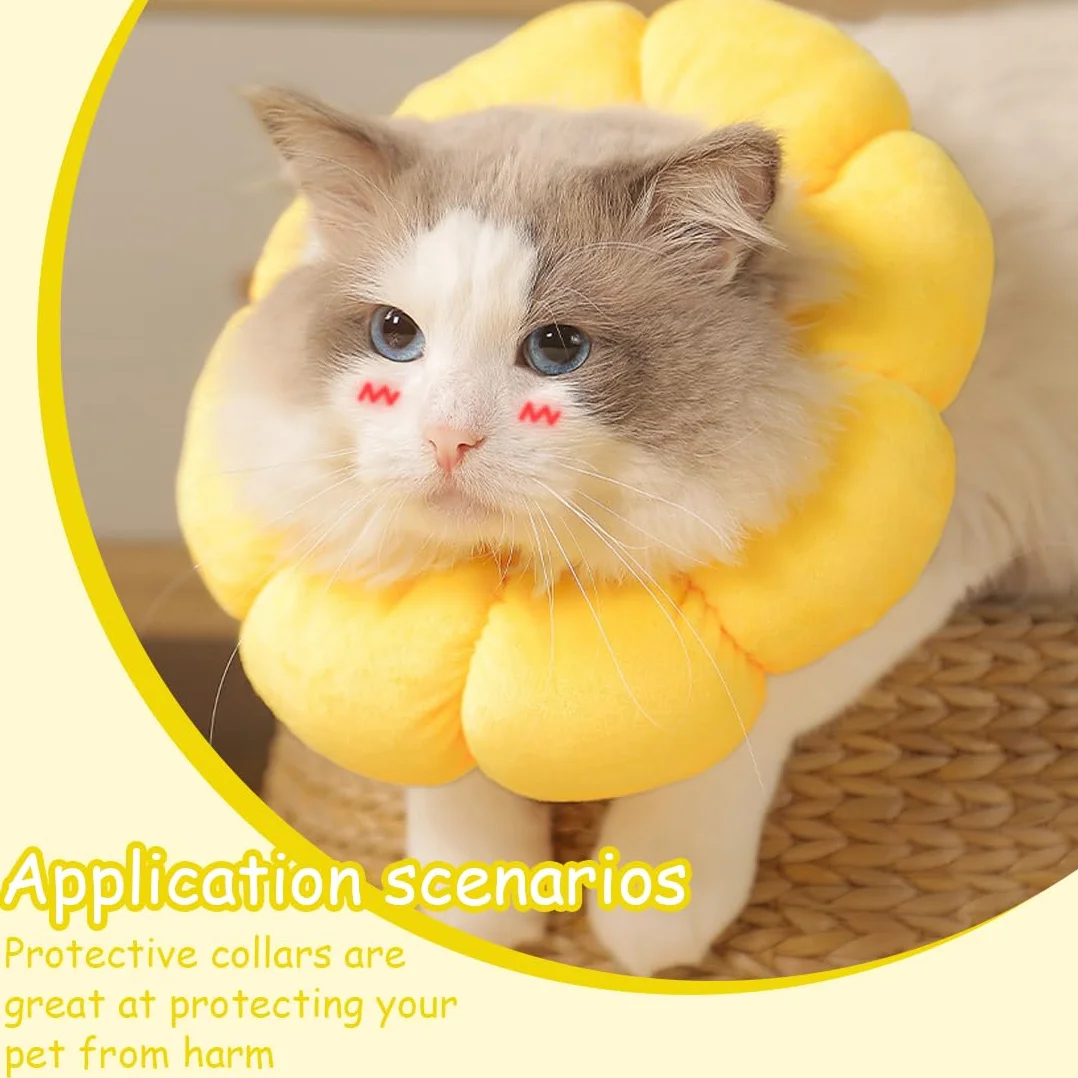 Collier Collerette Respirant Anti-Fuite pour Chat M, Daim Coton Cheveux Non Teints