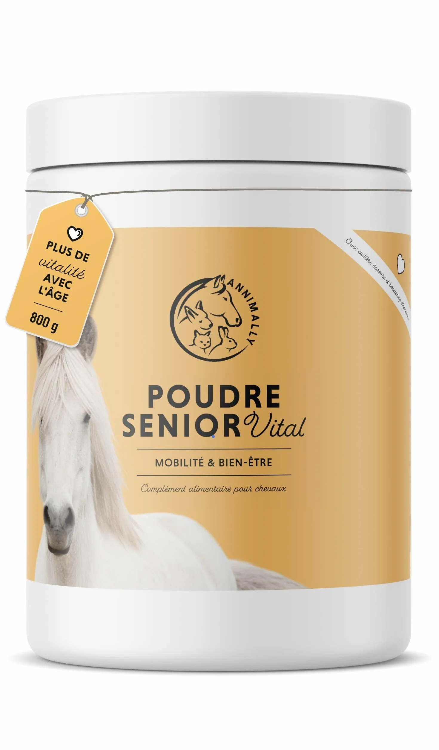 Annimally Senior Vital Poudre Cheval MSM Pépin de Raisin Glucosamine Griffe de Diable Complément Alimentaire Senior