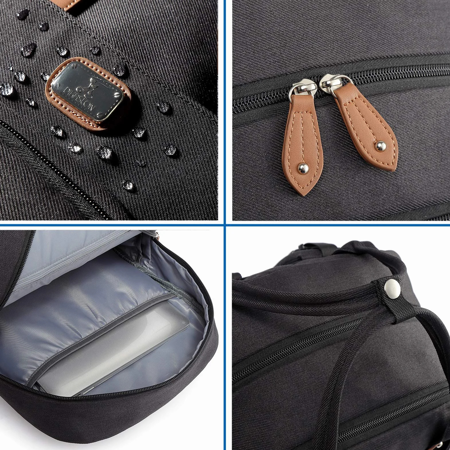 Sac à Langer Bebe Grande Capacité 18 Poches Polysteer Déperlant Tapis à Langer Porte Tétine Sangles Poussette