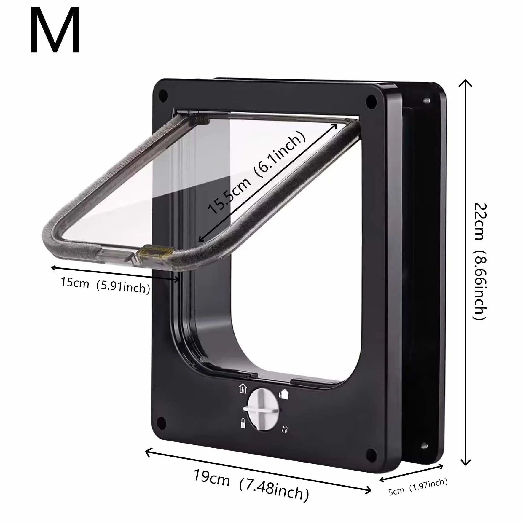 Chatière à fermeture rotative 4 voies pour petits chiens et chats