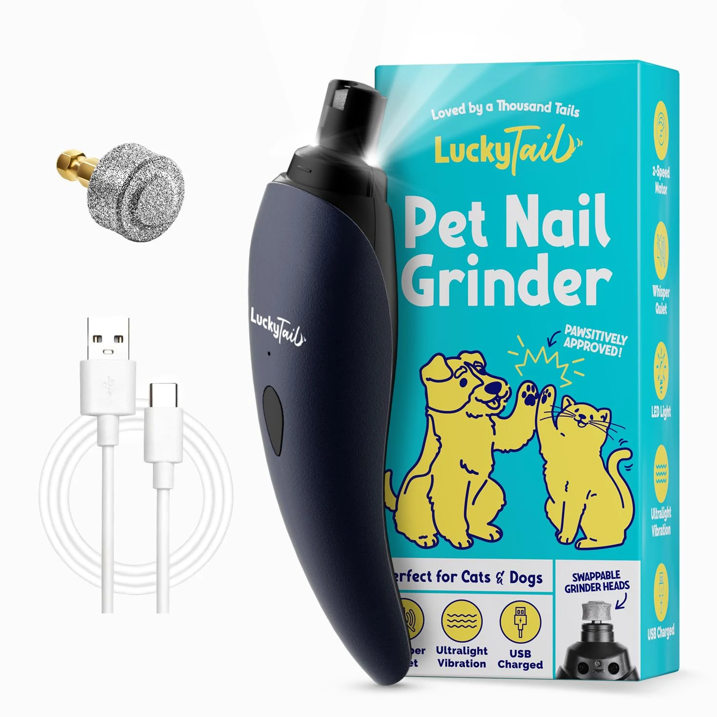 LuckyTail Meuleuse à Ongles pour Chien Chat Bleu Foncé