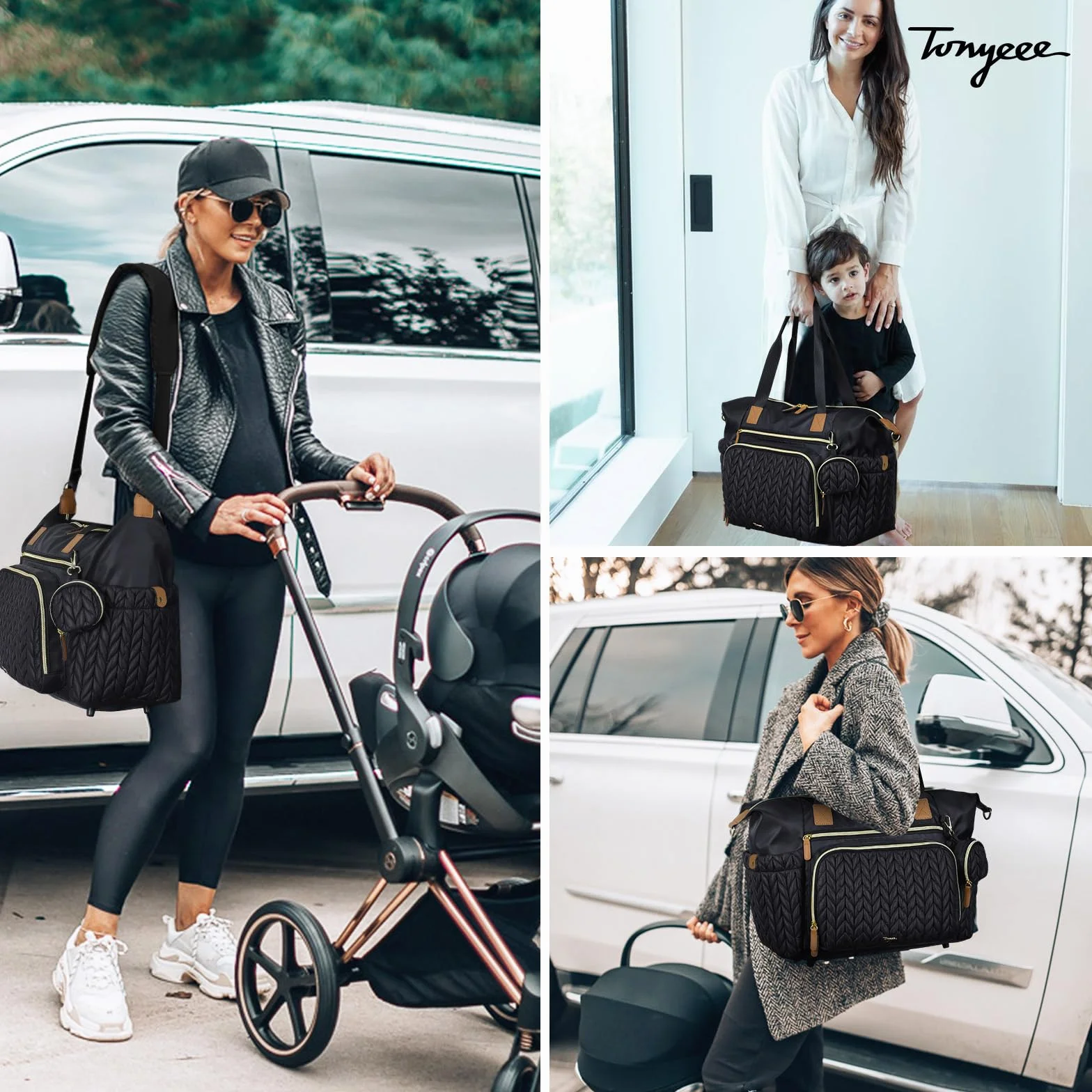 Sac à Langer Bébé Imperméable avec Matelas à Langer Grand Sac à Bandoulière Portable