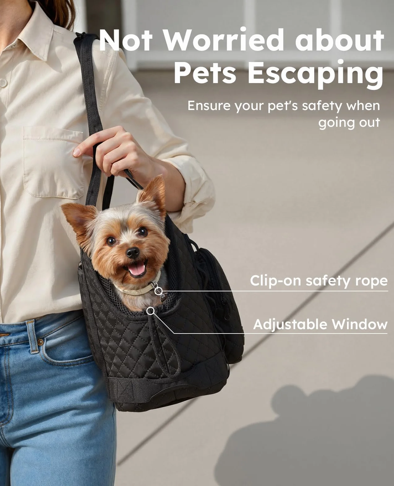 Pecute Sac Transport Chien Portable avec Tapis Amovible pour Voyages et Plein Air Noir